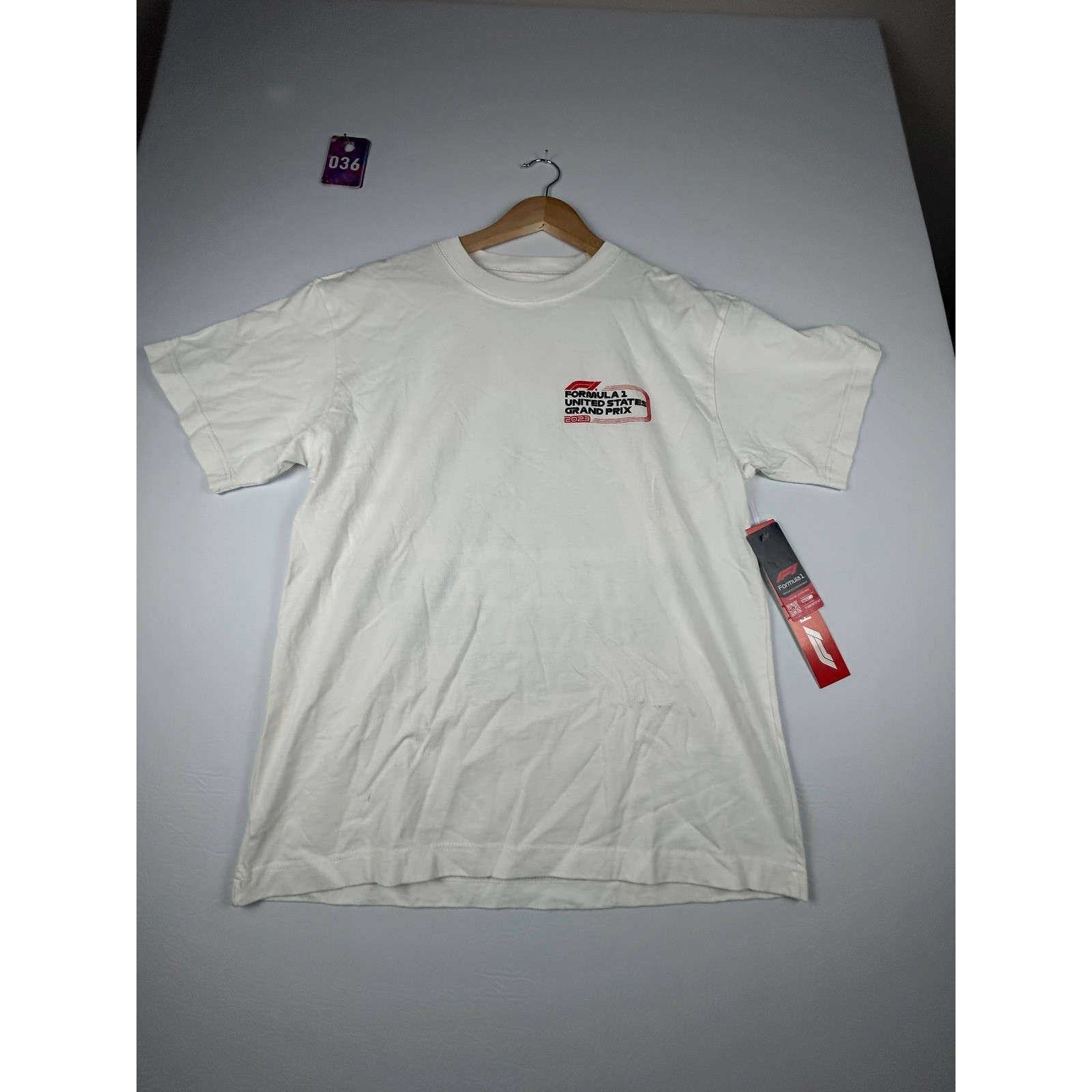 PacSun Mens Graphic T Shirt Small White Formula 1 US Grand Prix 2023 Racing NWT
