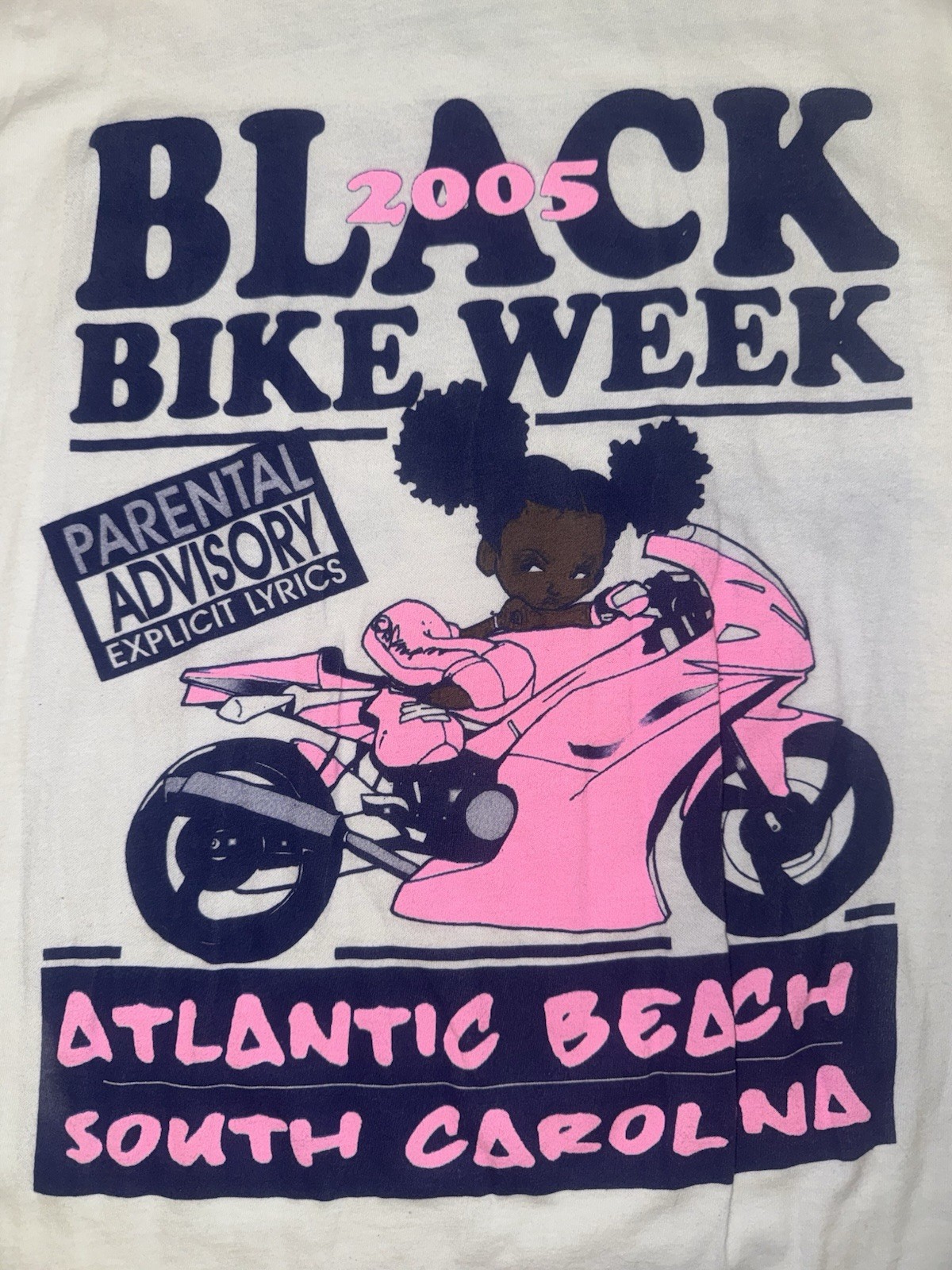 Vintage Y2K 2005 Black Bike Week Freeknik Hip Hop Rap Tee Size XL/2XL Biker Rare