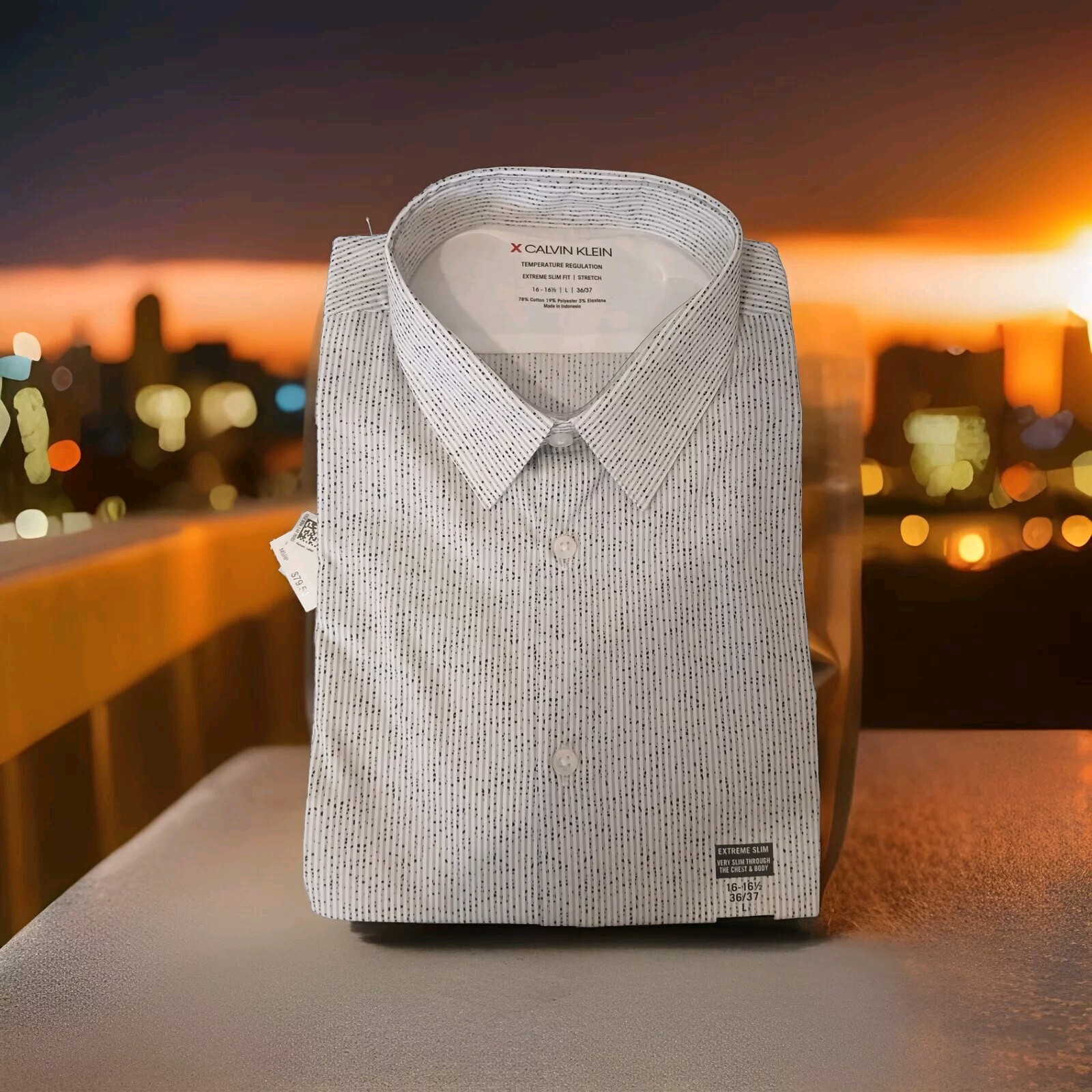 NWT Calvin Klein Men&rsquo;s Large Extreme Slim Fit Temperature Regulation Dress Shirt