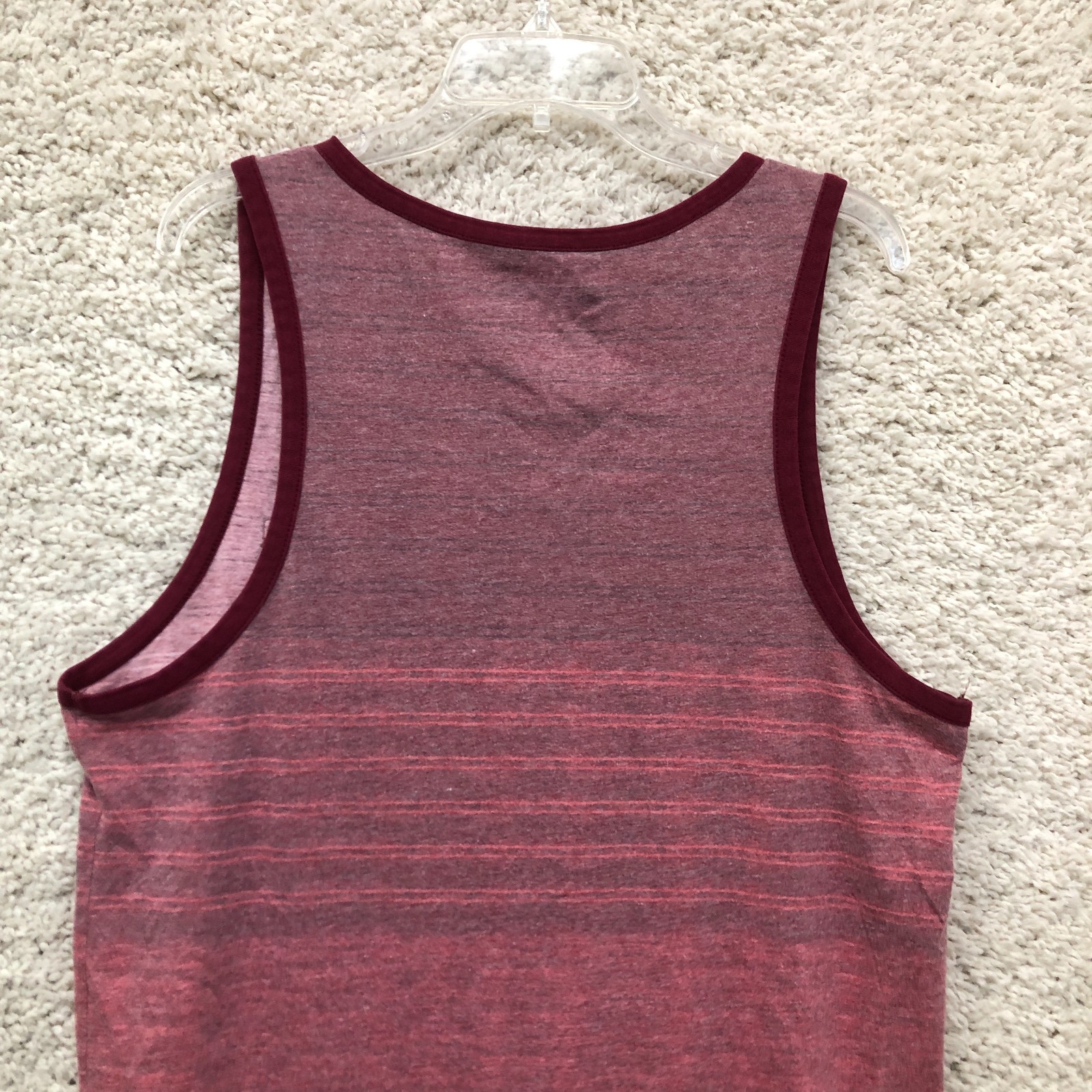 Hurley Tank Shirt Large Adult Red Striped Sleeveless Pocket Pullover Casual Mens
