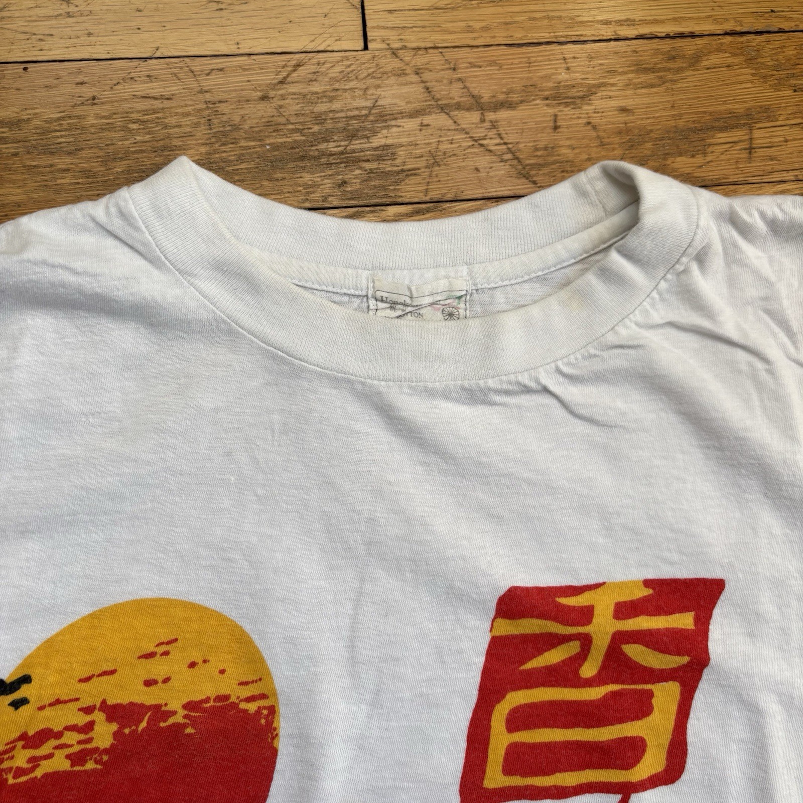 Vintage 80s Hong Kong Shirt China Tourist Single Stitch White Size Small