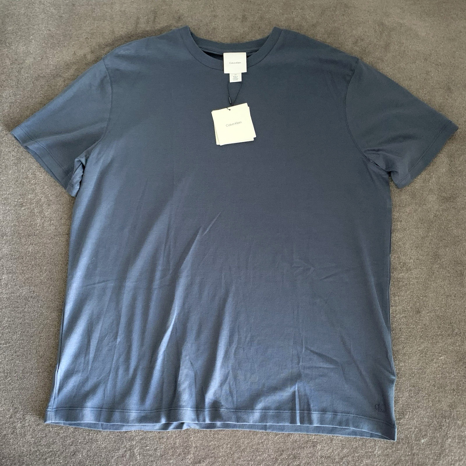 Calvin Klein Mens L Short-Sleeve Supima Cotton Soft Interlock T-Shirt Ink Blue
