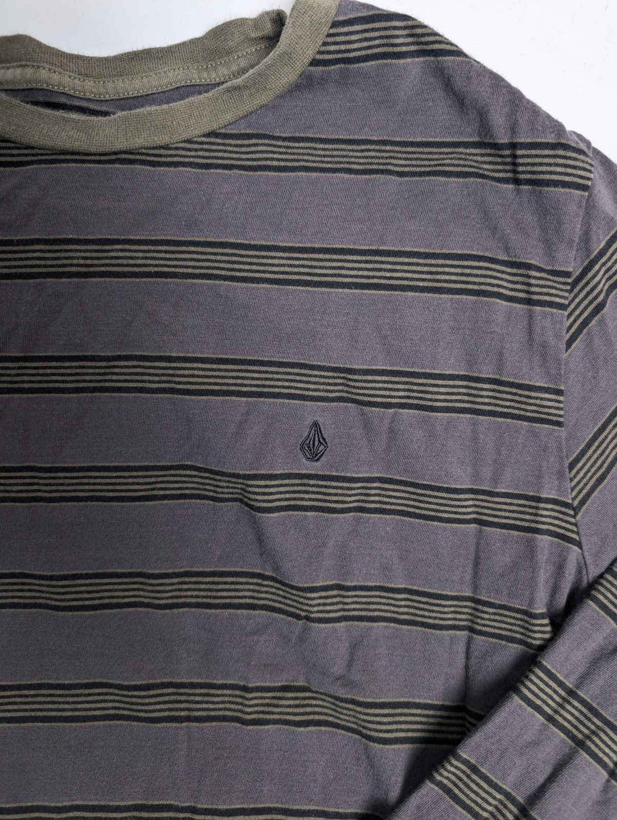 Volcom Stripe Long Sleeve Shirt Men&rsquo;s Size Medium Embroidered Logo