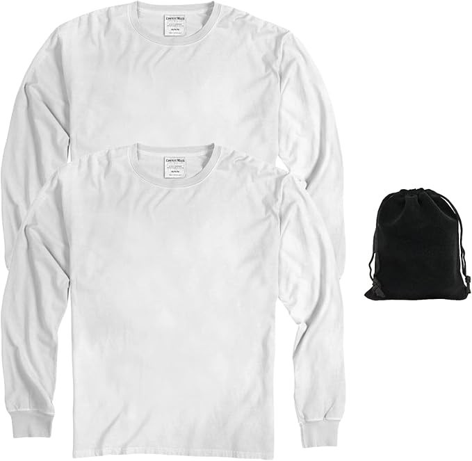 Hanes 2PK ComfortWash Long Sleeve Tearaway Tee White Soft Garment-Dyed Cotton 3X
