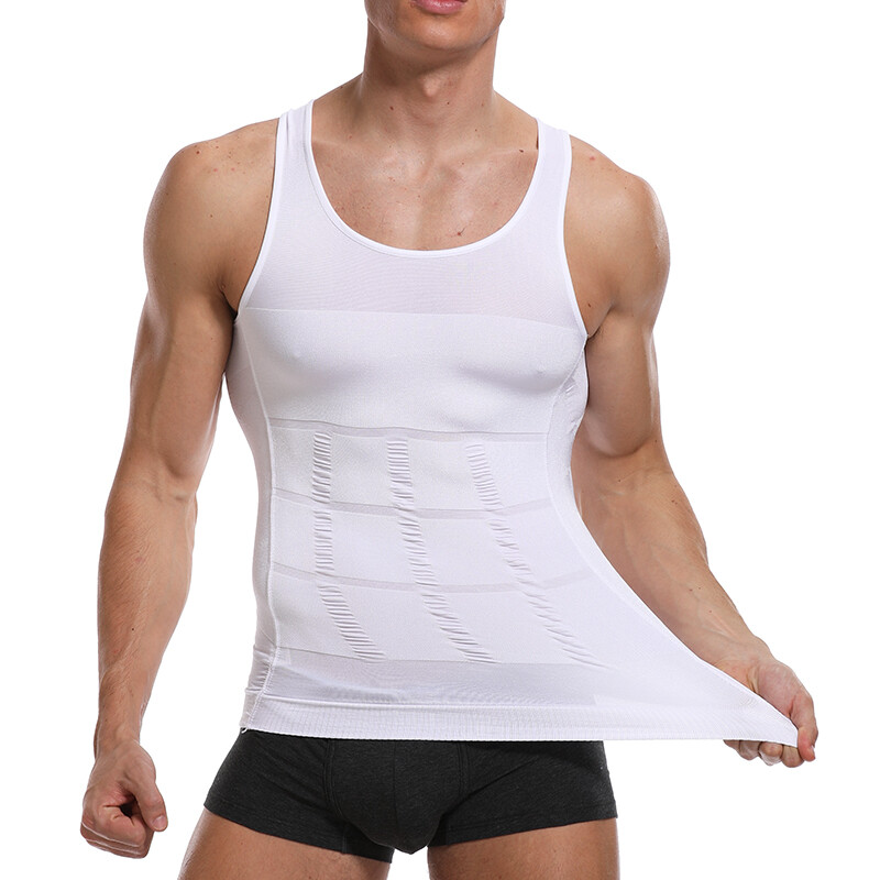 Men Compression Shirt Sleeveless Body Shaper Base Layer Slimming Tank Top Vest