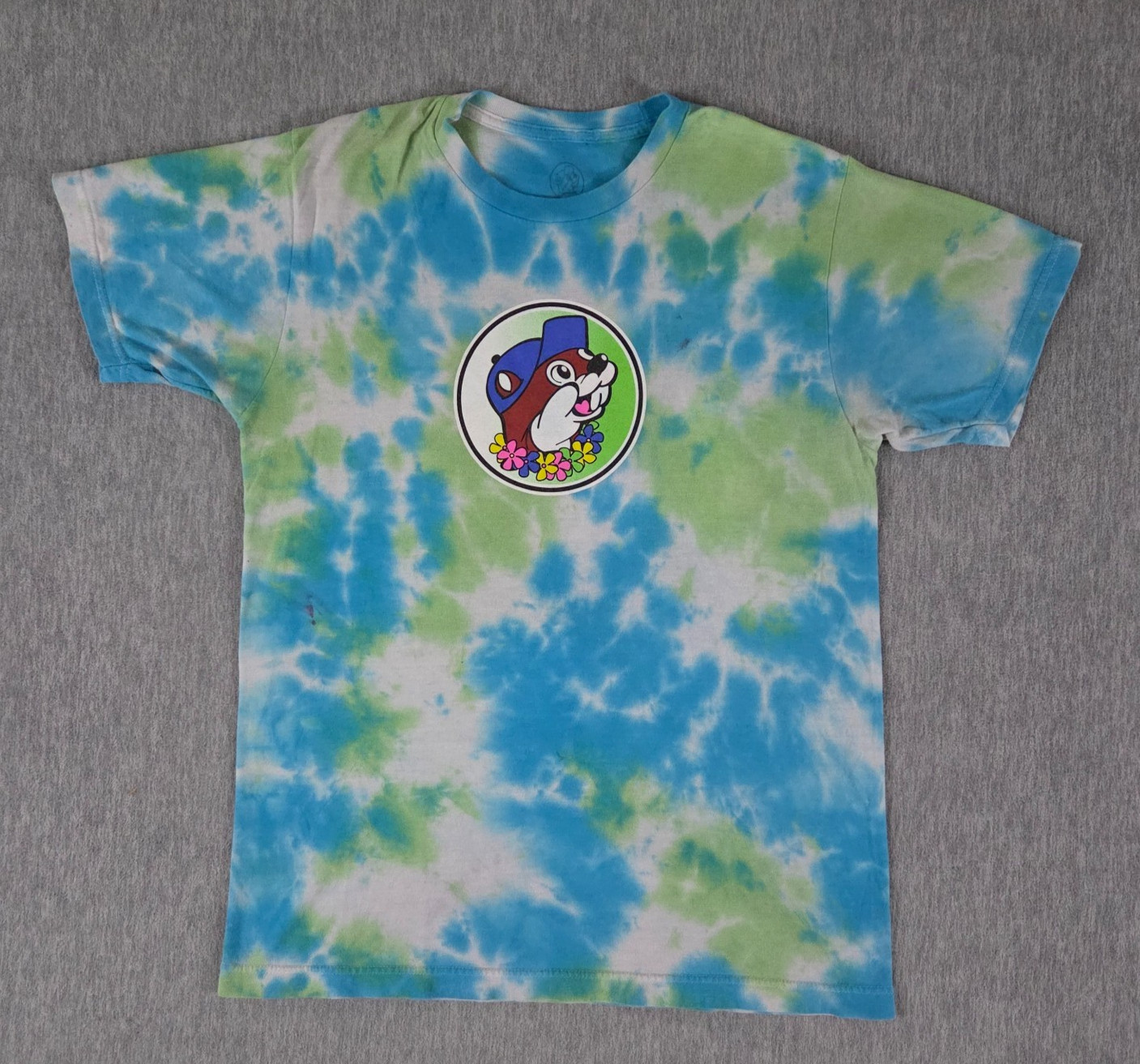 Buc-ee&rsquo;s Lei&rsquo;d Back Tie Dye Shirt Adult Medium Green Blue Short Sleeve (READ)