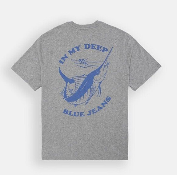 Levi&rsquo;s T SHIRT RELAXED FIT In My Deep Blue Jeans GRAPHIC Men&rsquo;s Size XXL Gray