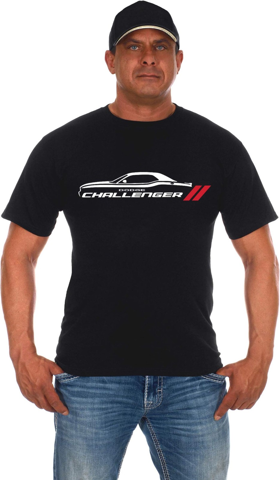 JH Design Men&rsquo;s Dodge Challenger Car Short Sleeve Crew Neck Black T-Shirt