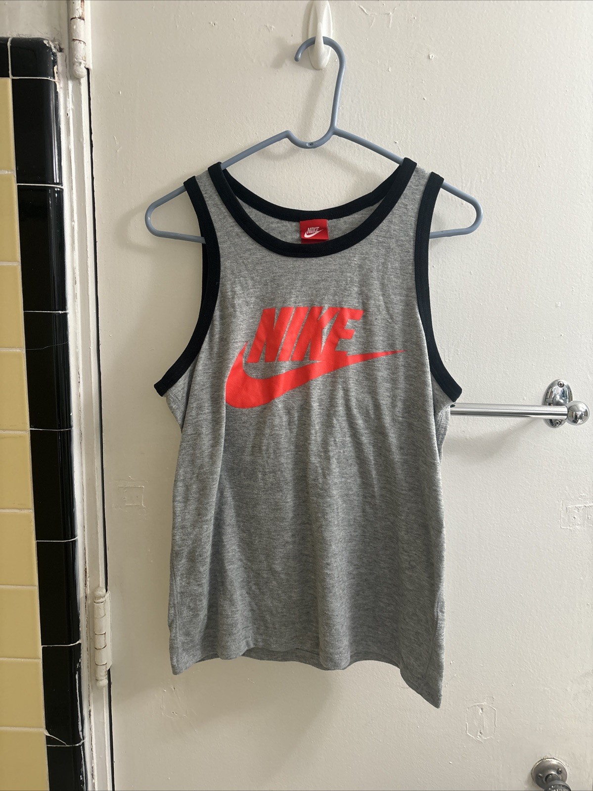 Nike Sportswear Ace Logo Ringer Icon Tank Mens Small Black Gray Red Tag