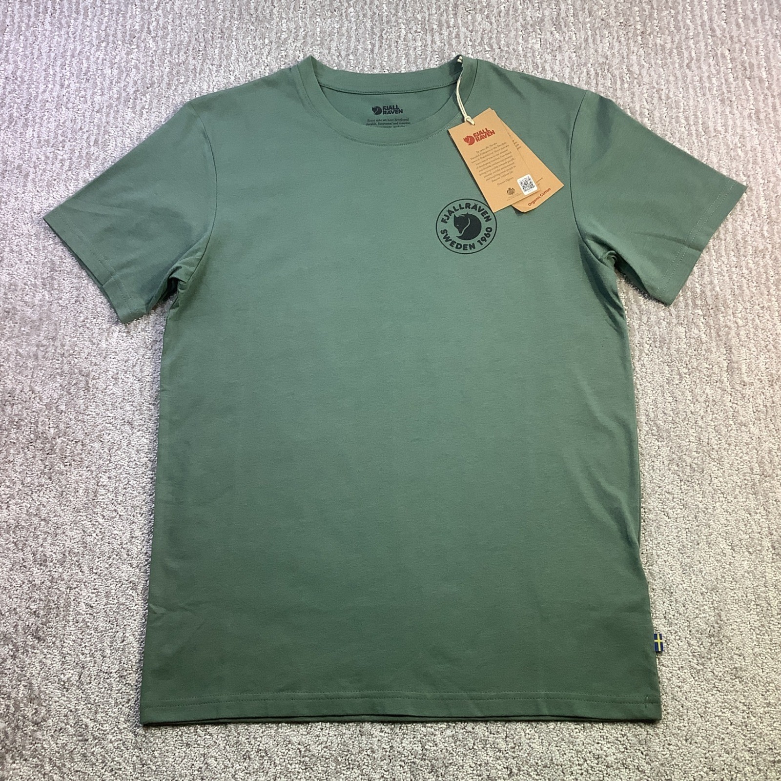 Fjallraven Mens 1960 Logo T-Shirt Patina Green Organic Cotton Size S NWT