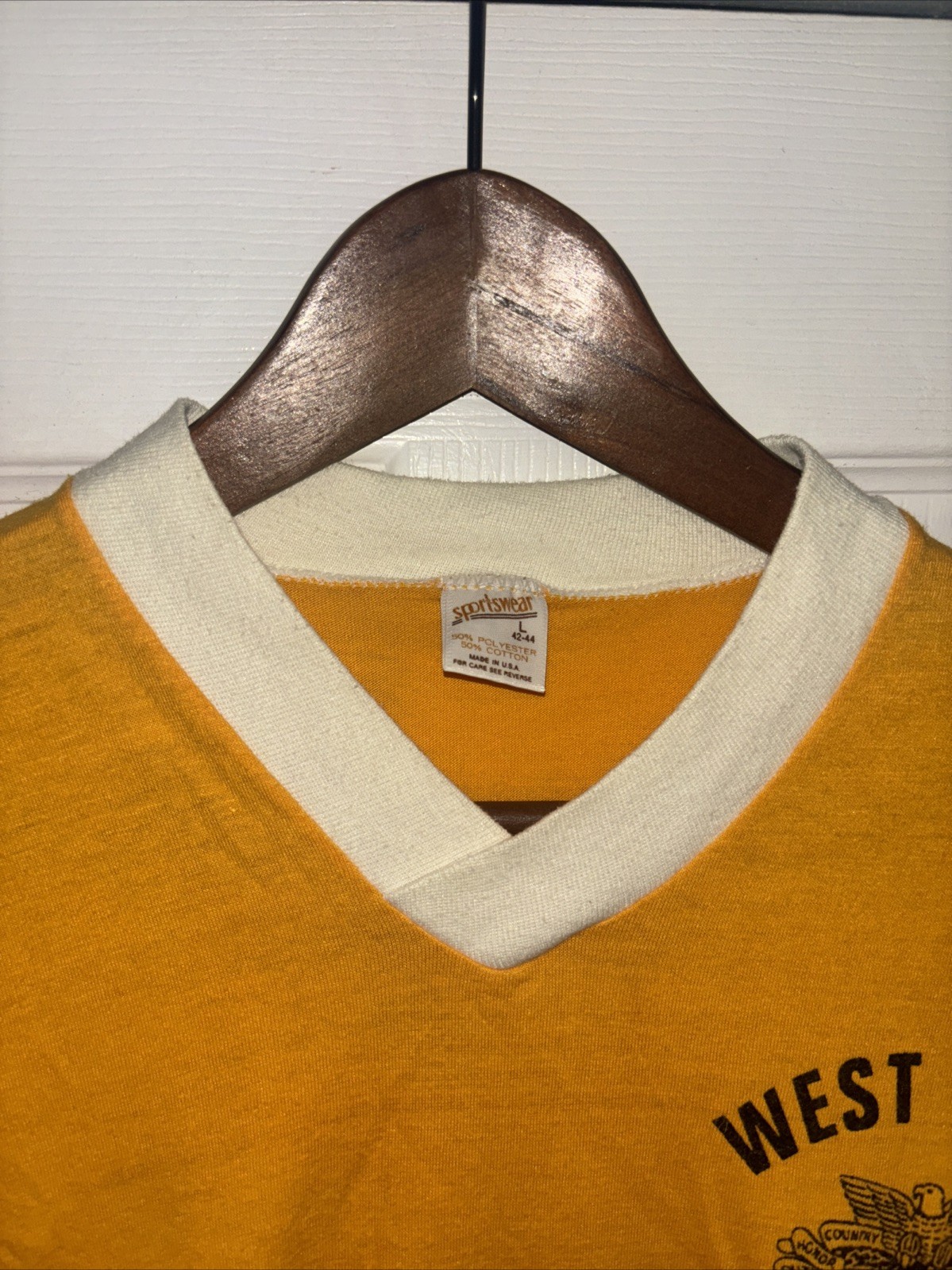 Vintage 1980s West Point U.S.M.A Shirt Size L 42-44 Sportswear Tag Yellow USA