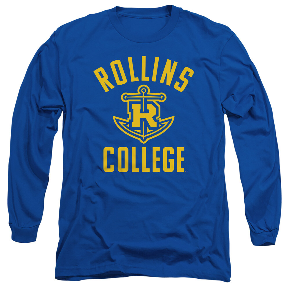 Rollins College Adult Long Sleeve T-Shirt One Color Logo, Royal Blue, S-3XL