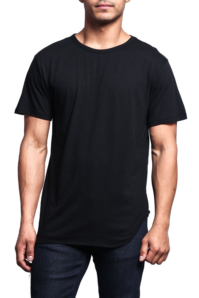 Victorious Men&rsquo;s Hipster Solid Color Long Length Curved Hem T-Shirt TS270-K21A