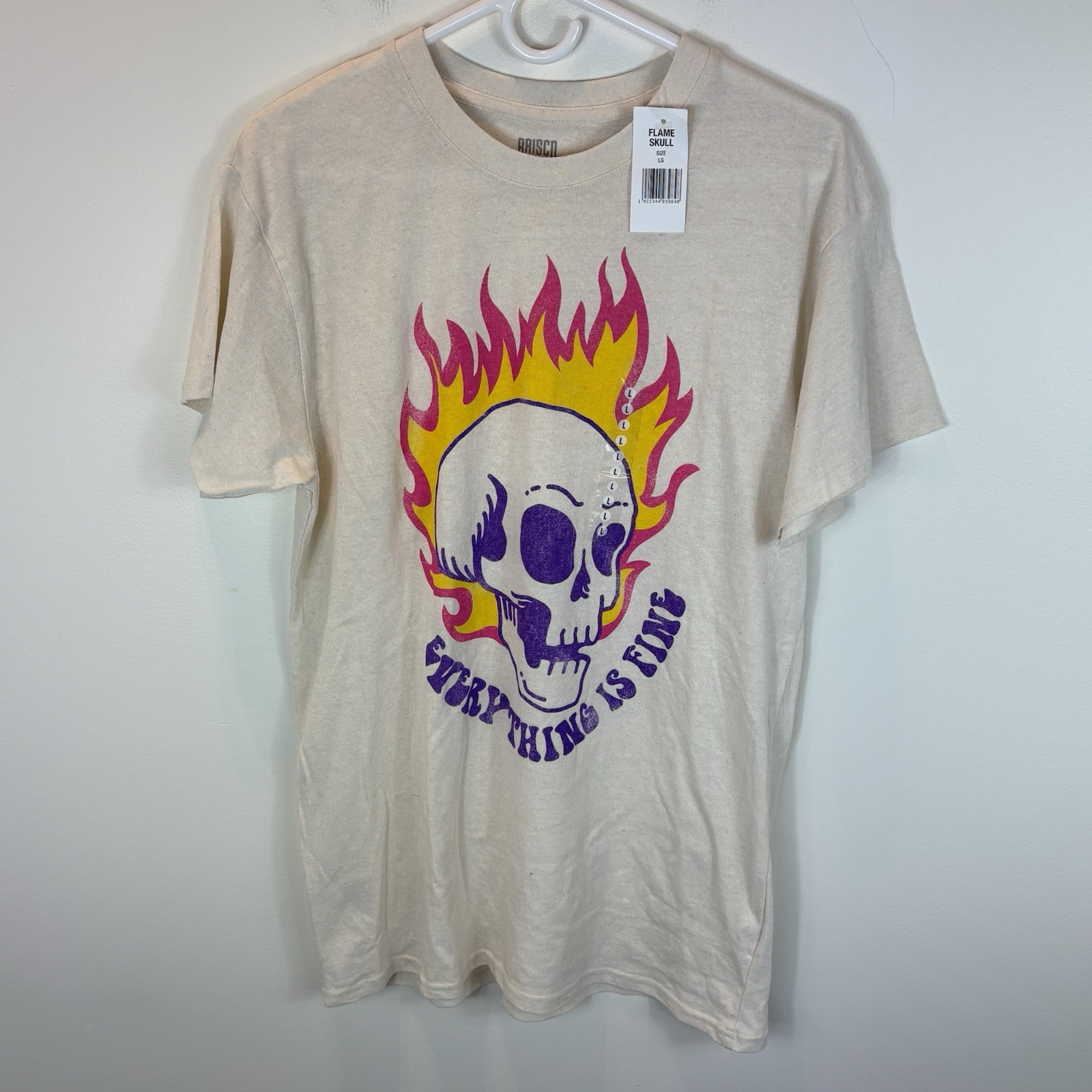 NWT Brisco Brands Flame Skull Everything is Fine T Shirt Sz L