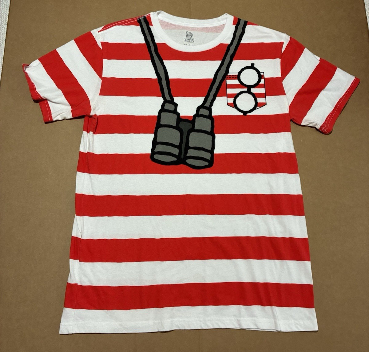 Where&rsquo;s Waldo? T-Shirt Men&rsquo;s Size Large Novelty Shirt Red & White Striped Tee