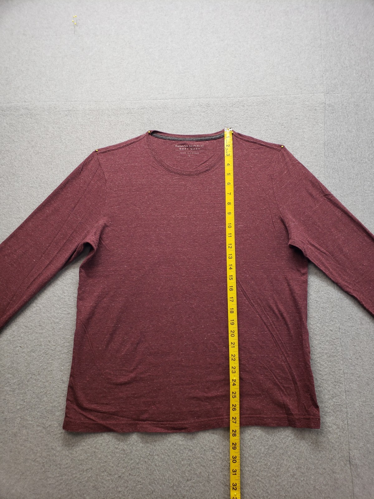 Banana Republic Men T Shirt L Burgundy Heather Crew Neck Long Sleeve Classic Tee