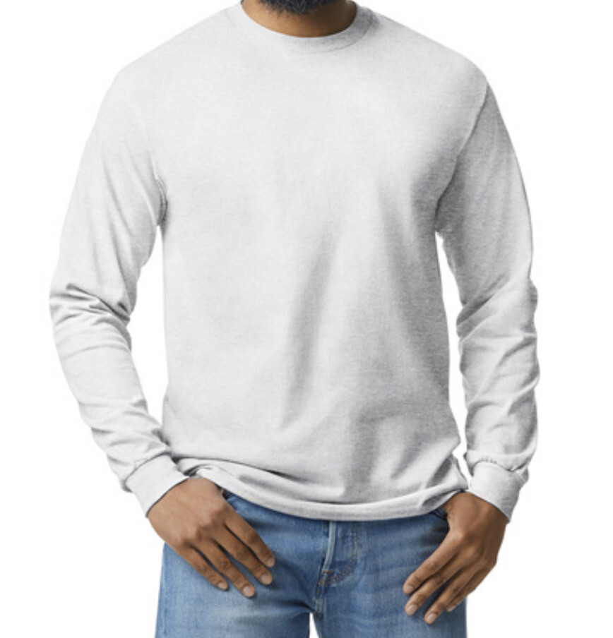 First Quality Ash Grey Gildan Heavy Cotton Adult Long Sleeve T-Shirt, Size M