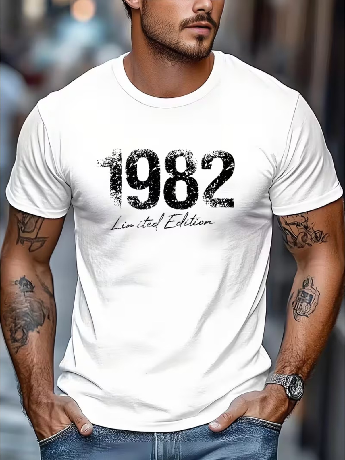 1982 Limited Edition Men&rsquo;S Short Sleeve T-Shirt Vintage Geometric Print