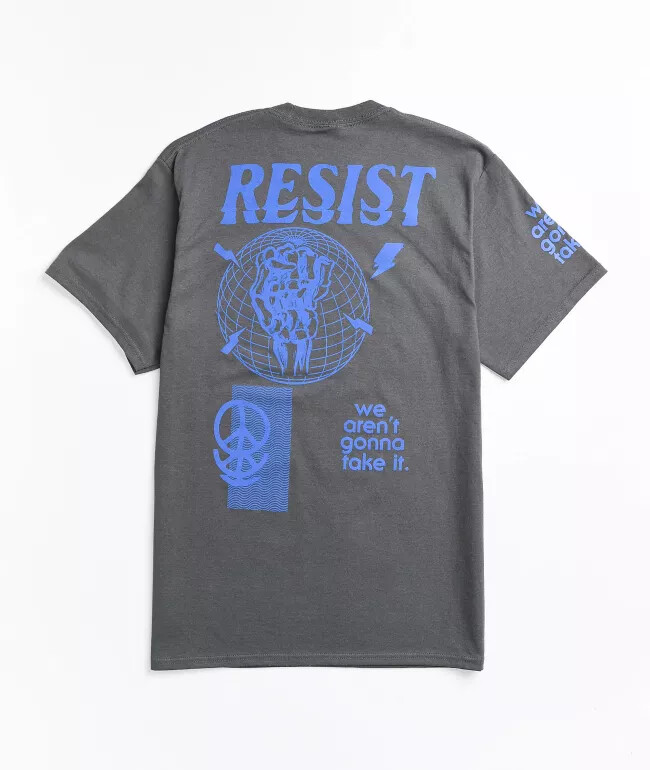 Empyre Mens Resist We Aren&rsquo;t Going To Take It Charcoal Tee Shirt New S-2XL