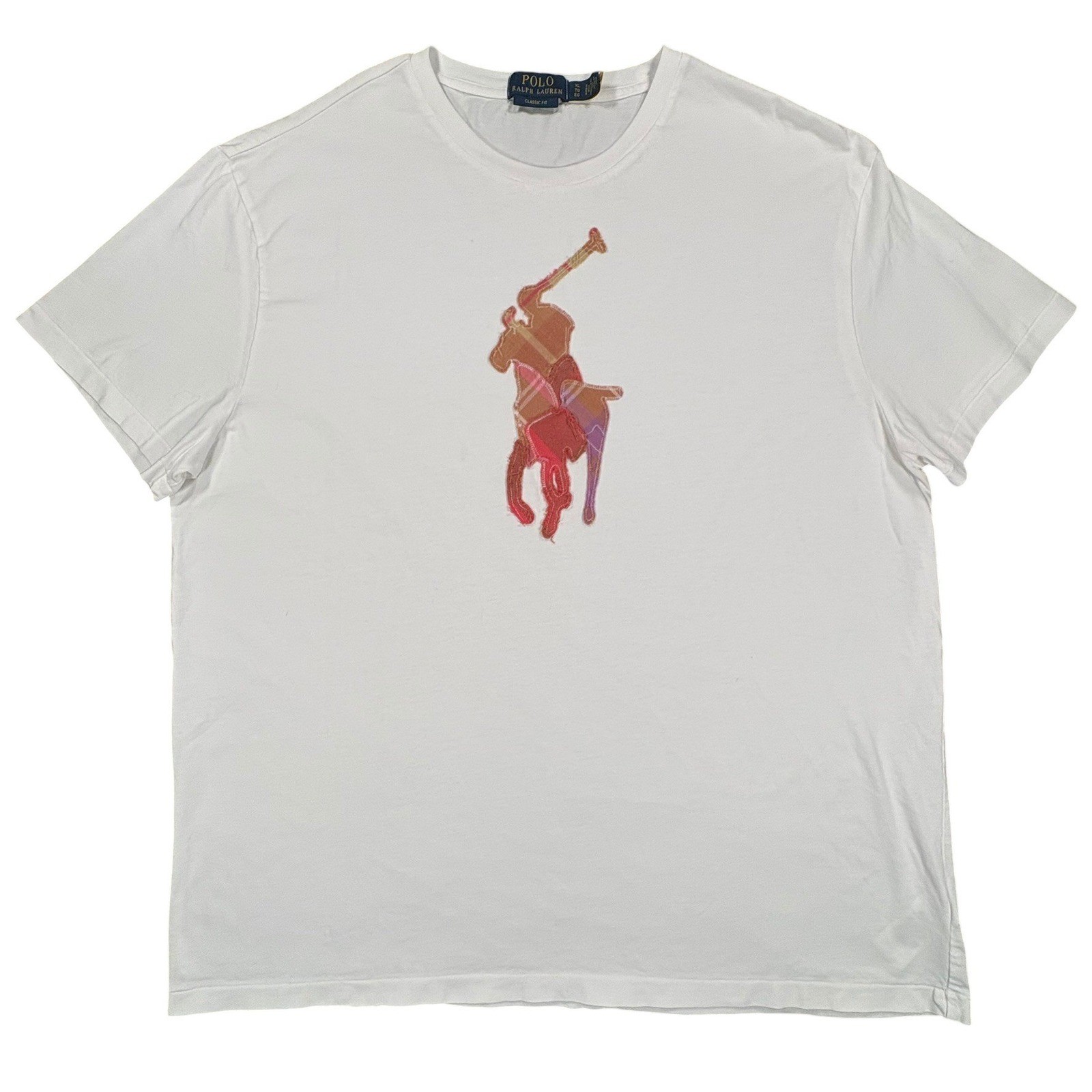 Polo Ralph Lauren Big Pony Patchwork T-Shirt Mens XL White Classic Preppy Tee