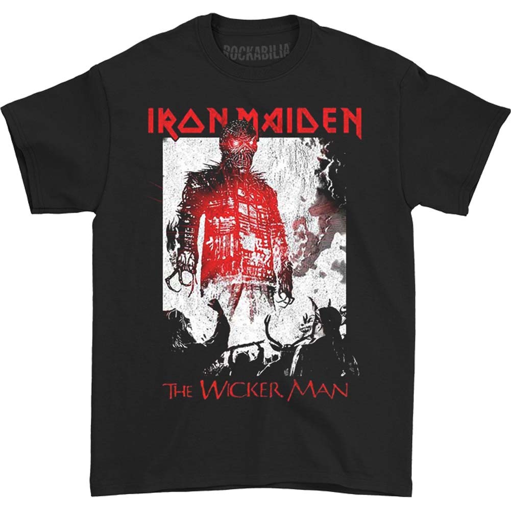 Men&rsquo;s Iron Maiden The Wicker Man Smoke Slim Fit T-shirt Medium Black
