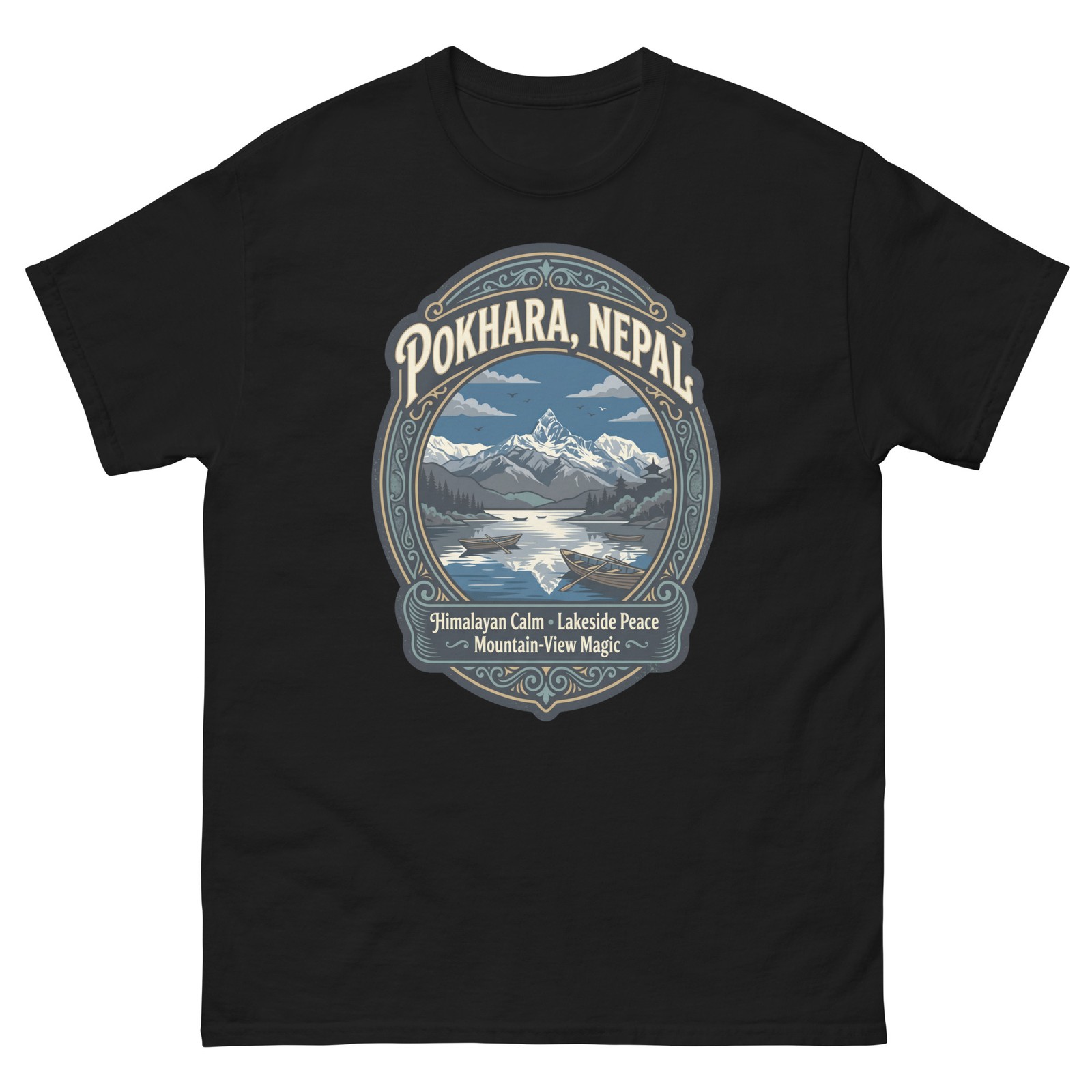 Pokhara Nepal Himalayan Lake Graphic T-Shirt Unisex Travel Tee
