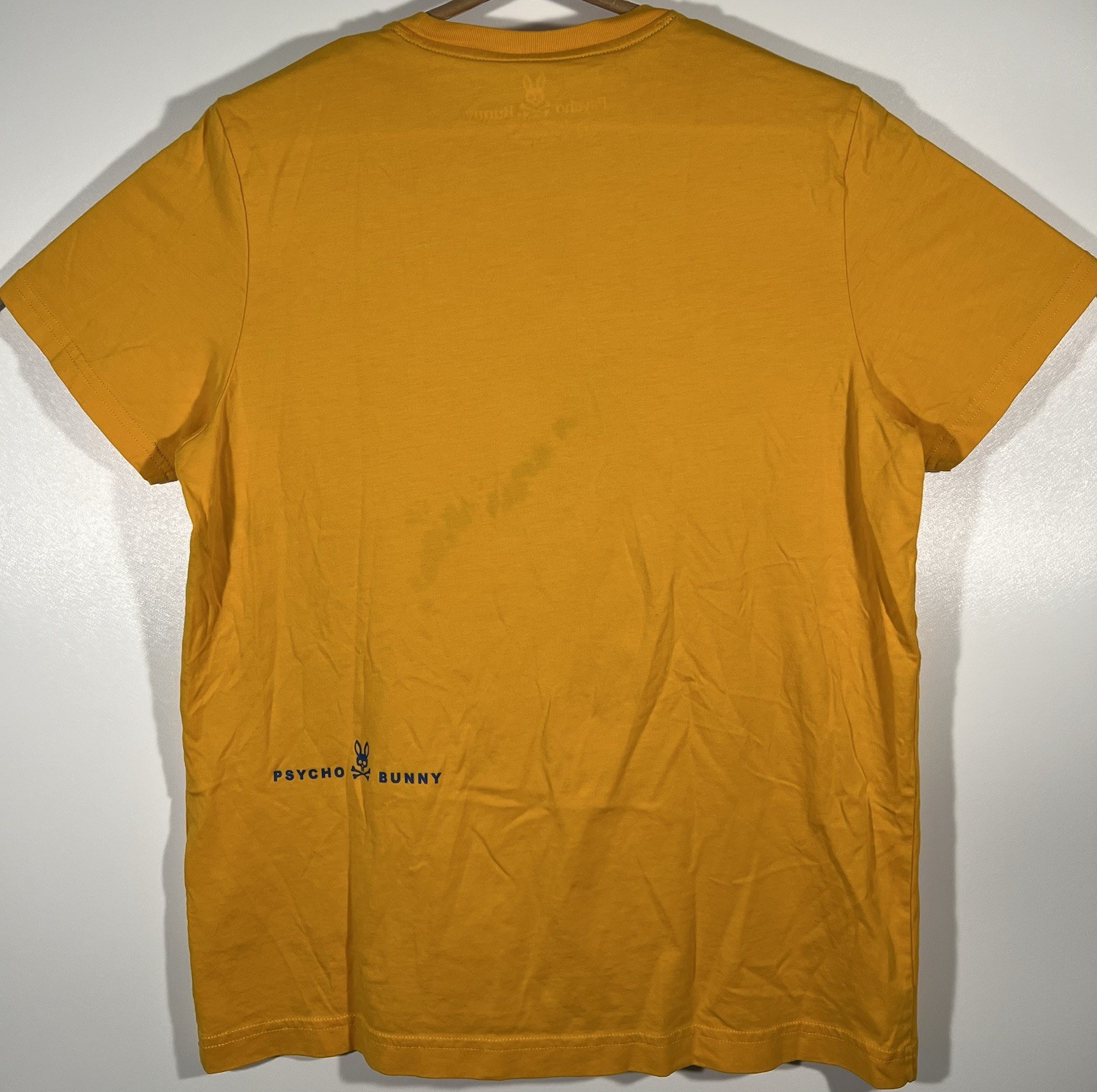 Psycho Bunny Men&rsquo;s Lyons Flocking Graphic Tee Saffron Shirt Size 4 Pima Cotton