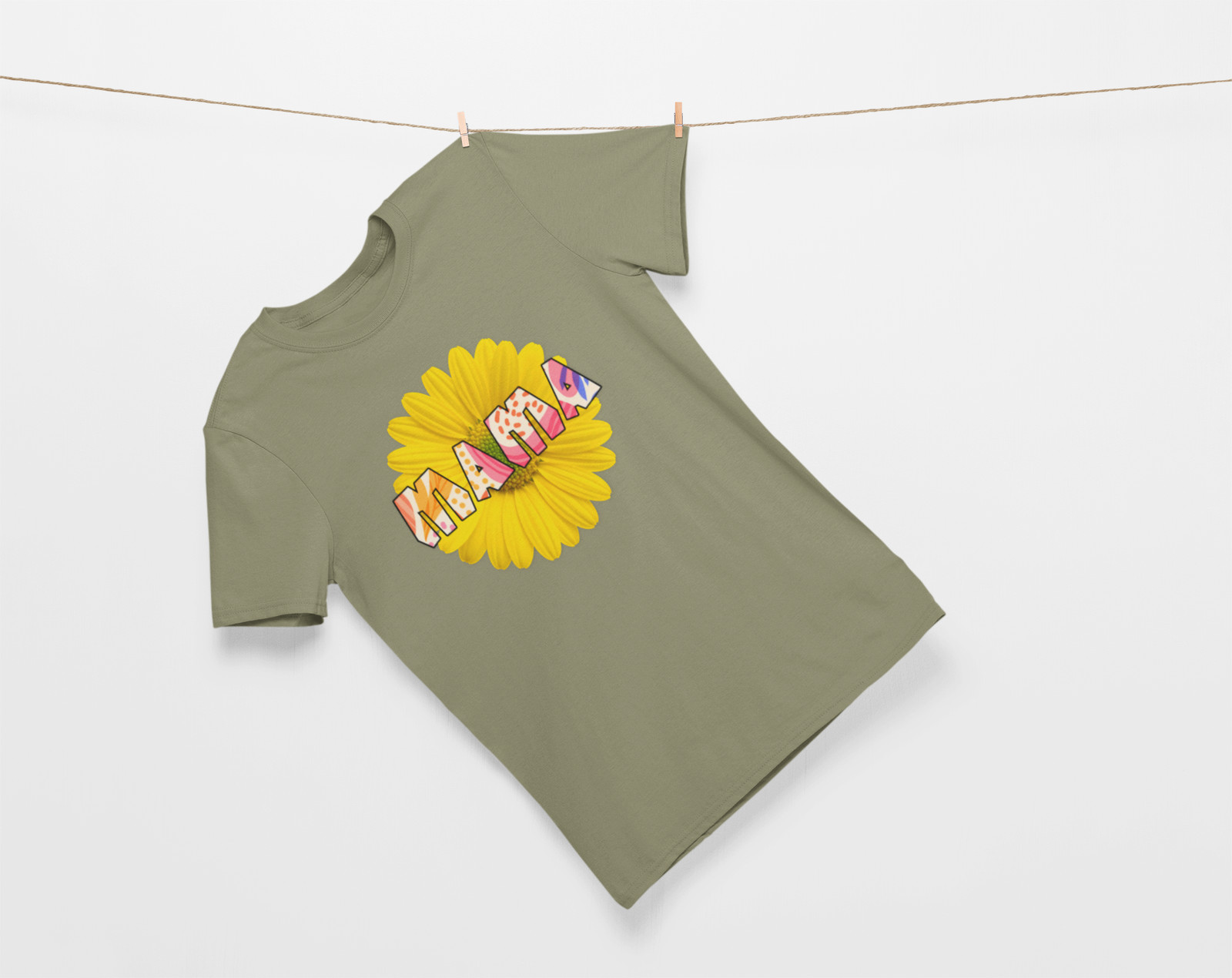 Mama Floral Letters T-Shirt | Yellow Sunflower Graphic