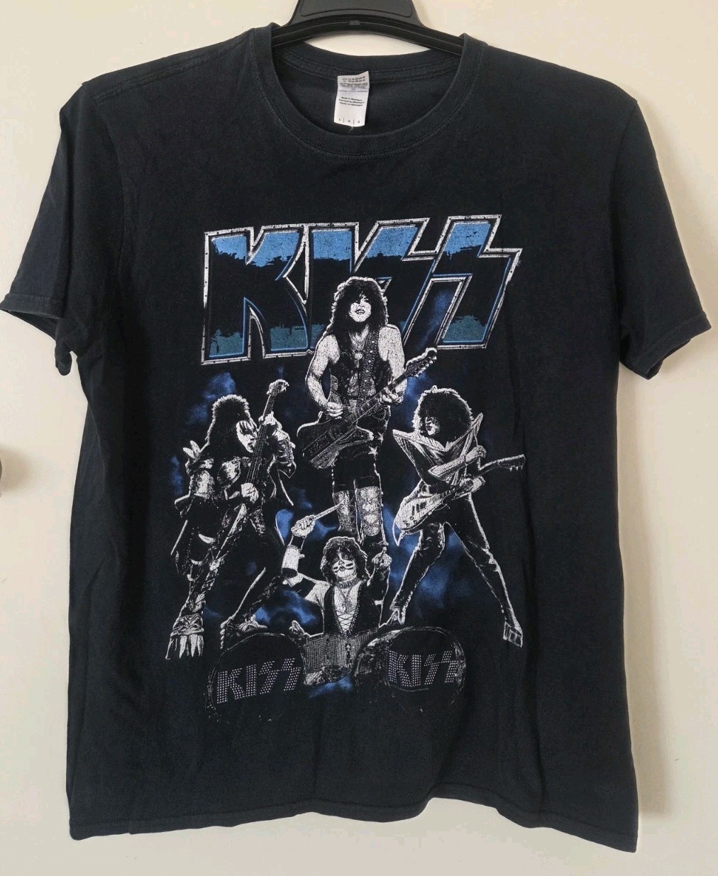 Men&rsquo;s T- Shirt Vintage KIZZ 2015 Tour Shirt Black Cotton Size Large.
