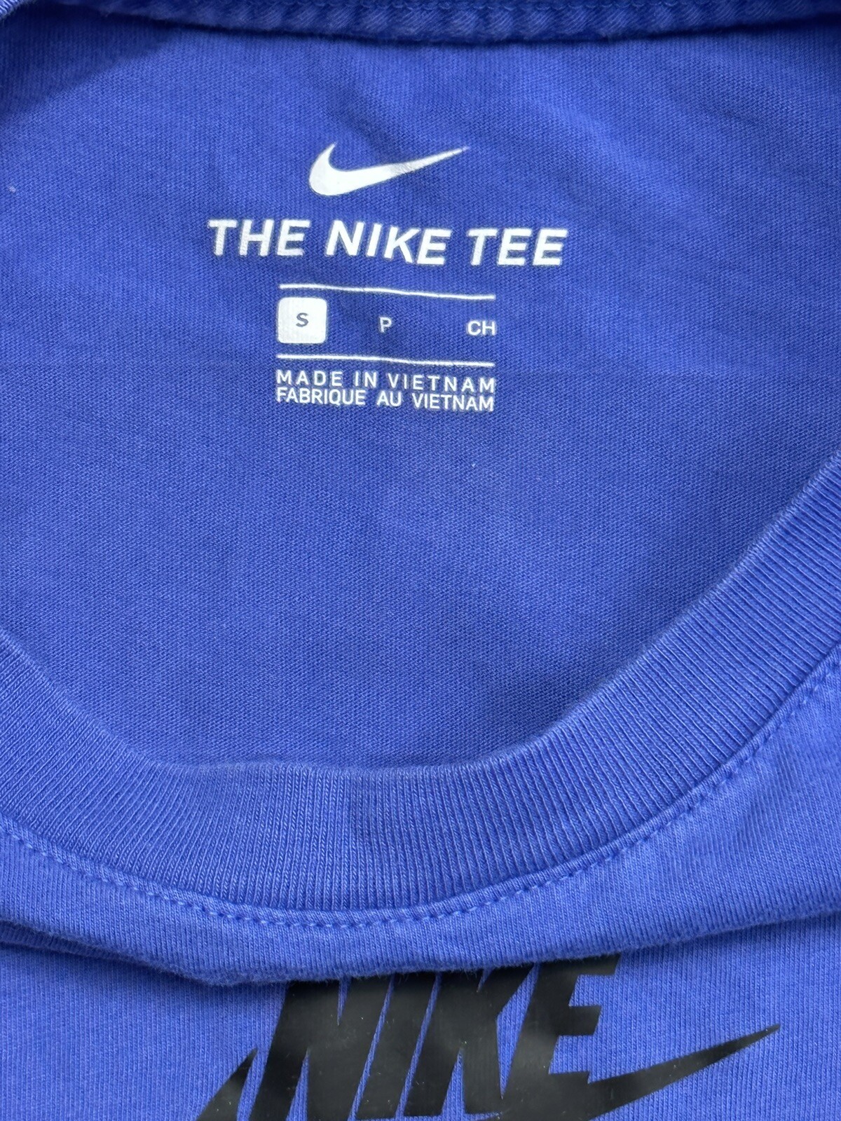 The Nike Tee Long Sleeve Just Do It 2 Sided Logo Ribbed Cuffs SMALL Royal Blue