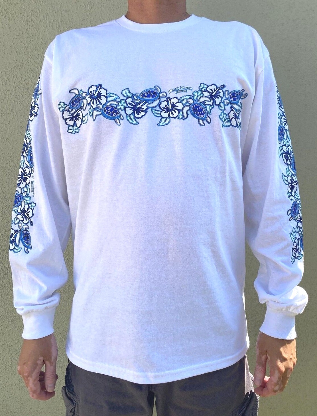 Hawaiian Design Men Women Long Sleeve T-Shirt Hibiscus Flower Turtle Honu Island