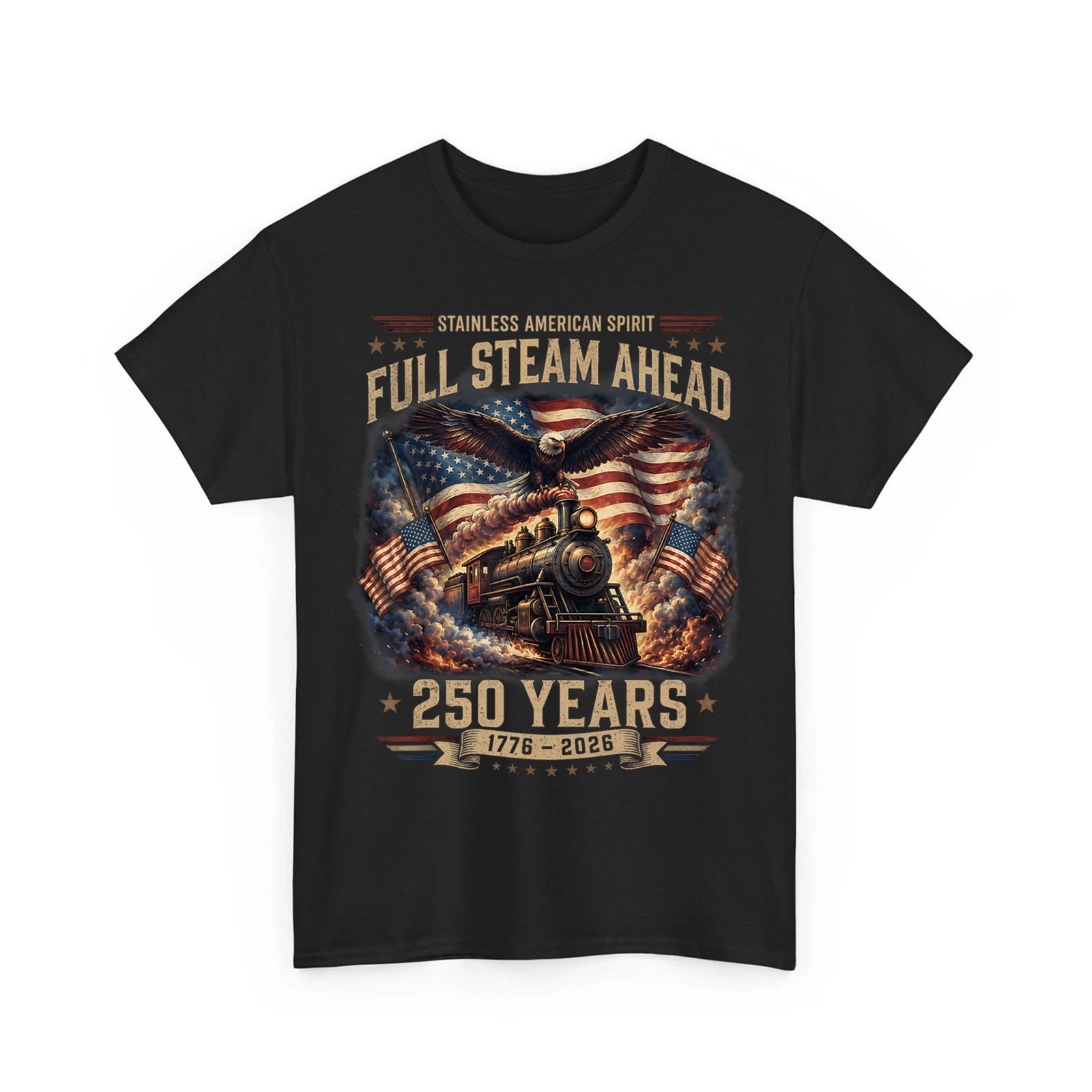 250th Anniversary USA Big Boy 4014 Train Vintage US Flag Unisex T-Shirt