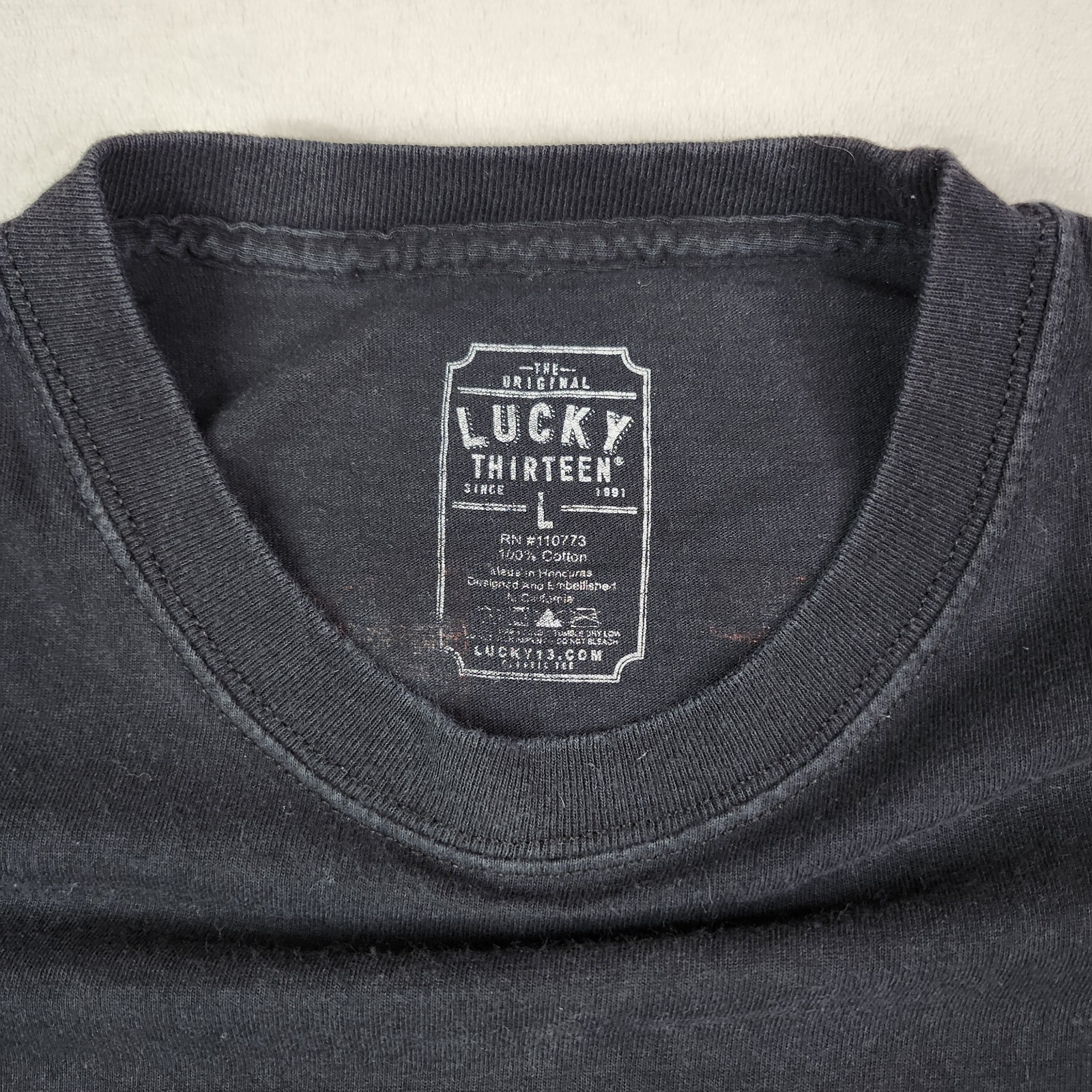 Authentic LUCKY 13 No Club Top Hat Lone Wolf Rockabilly T-Shirt AOP Size Large