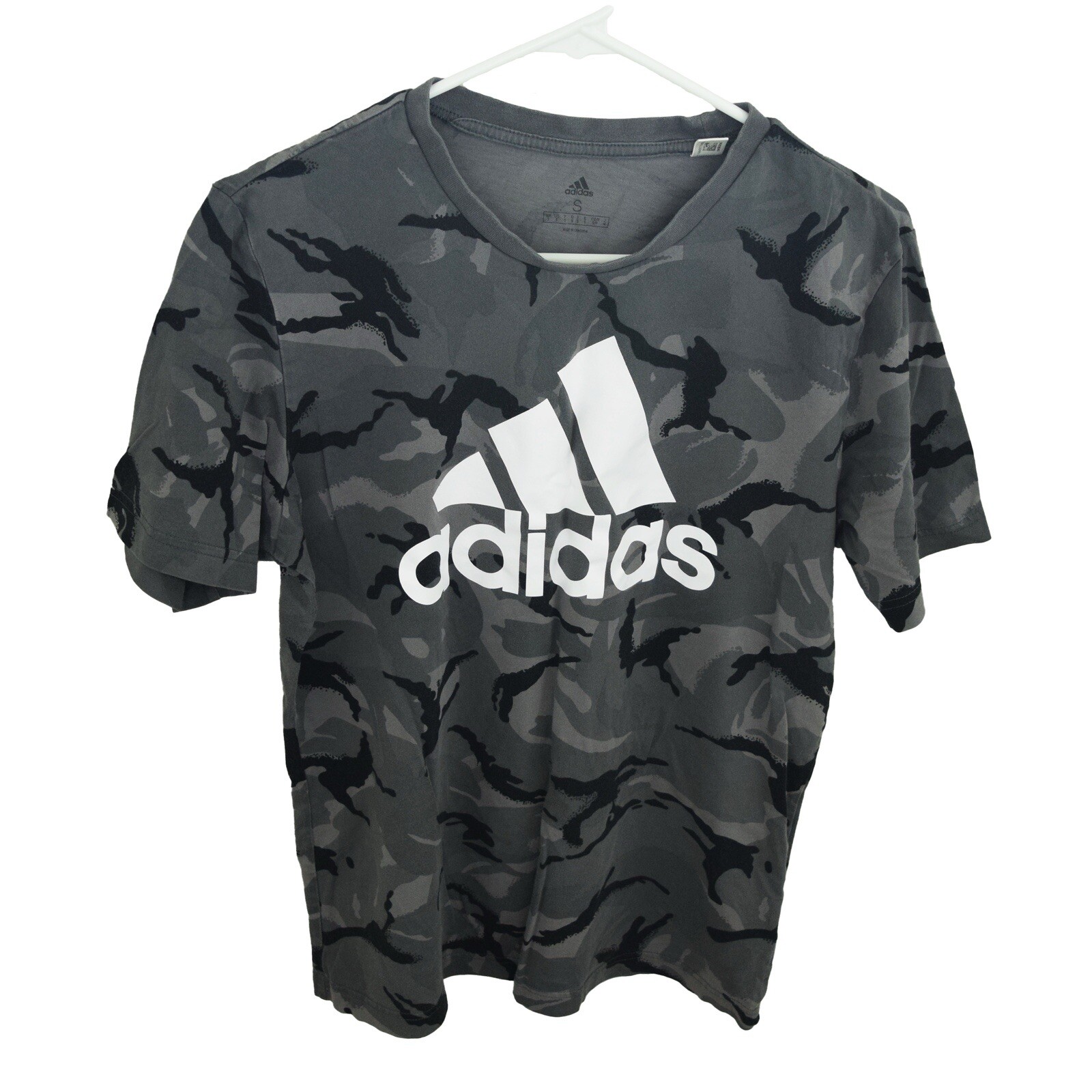 Adidas Essentials AOP Gray Camouflage T-Shirt Men&rsquo;s Size Small