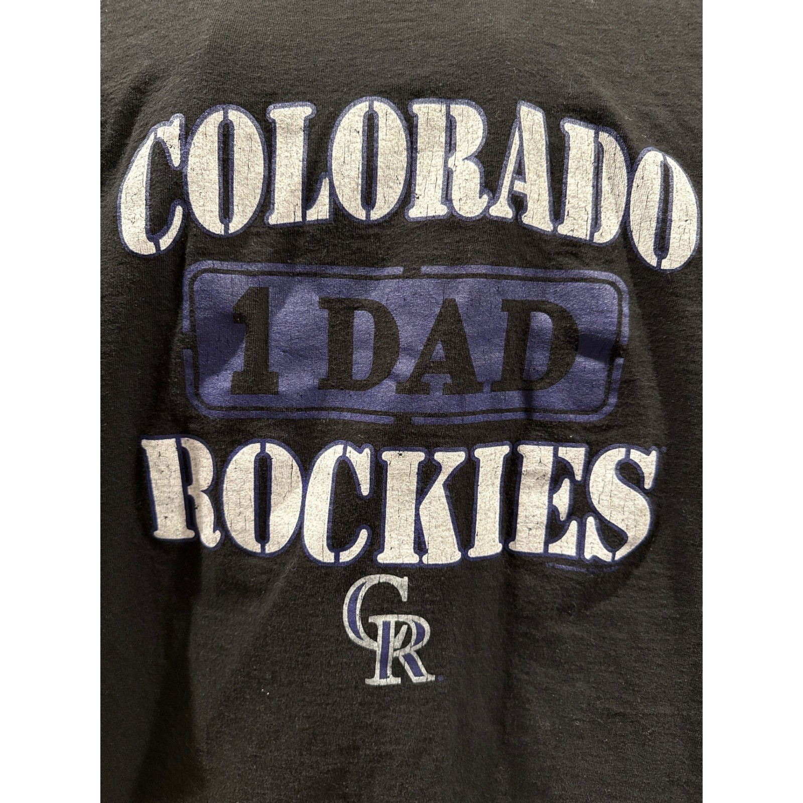 MLB Colorado Rockies 1 Dad T-Shirt Mens XL Black Short Sleeve Baseball Graphic