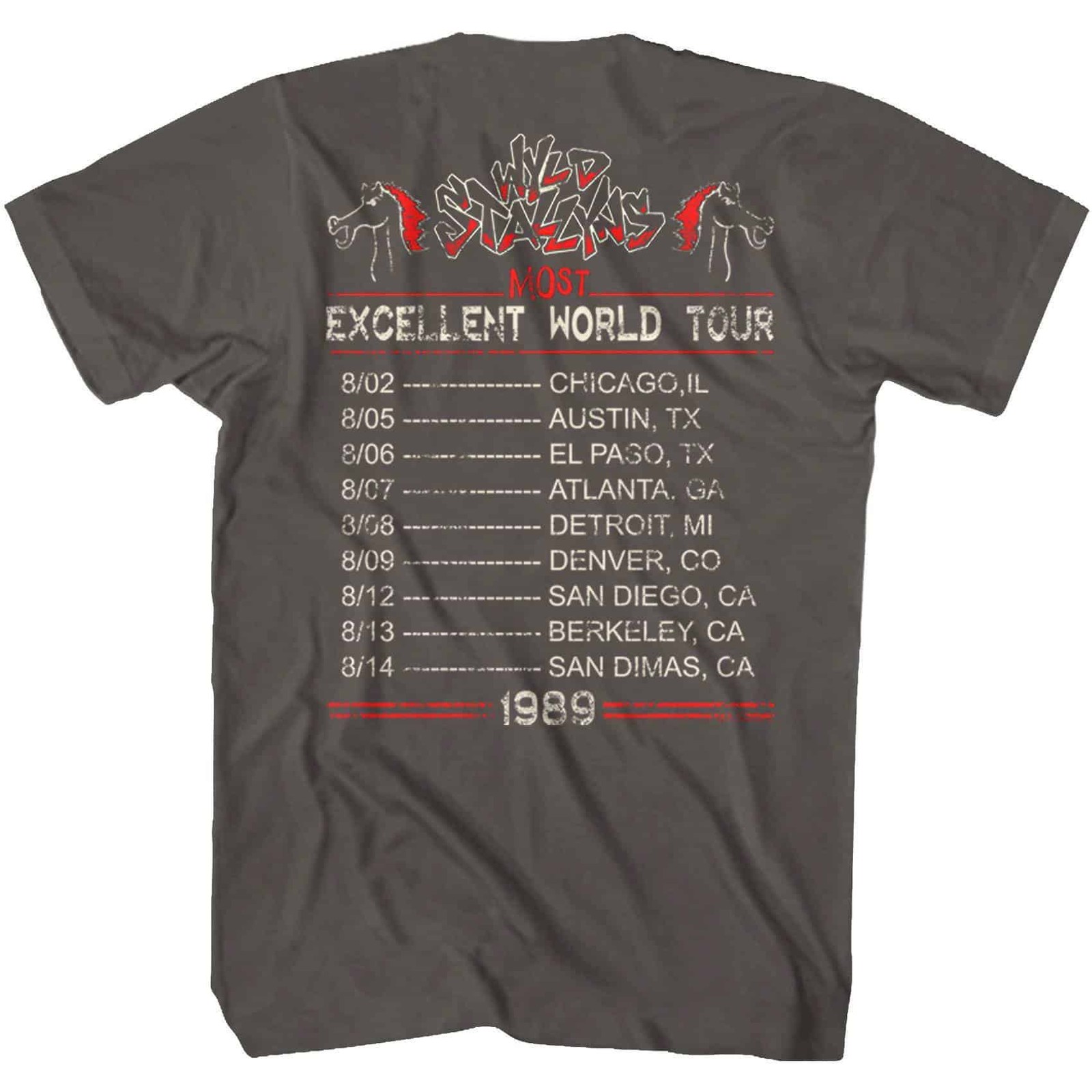 Bill & Ted Wyld Stallyns Most Excellent World Tour 1989 Men&rsquo;s T Shirt Rock Merch