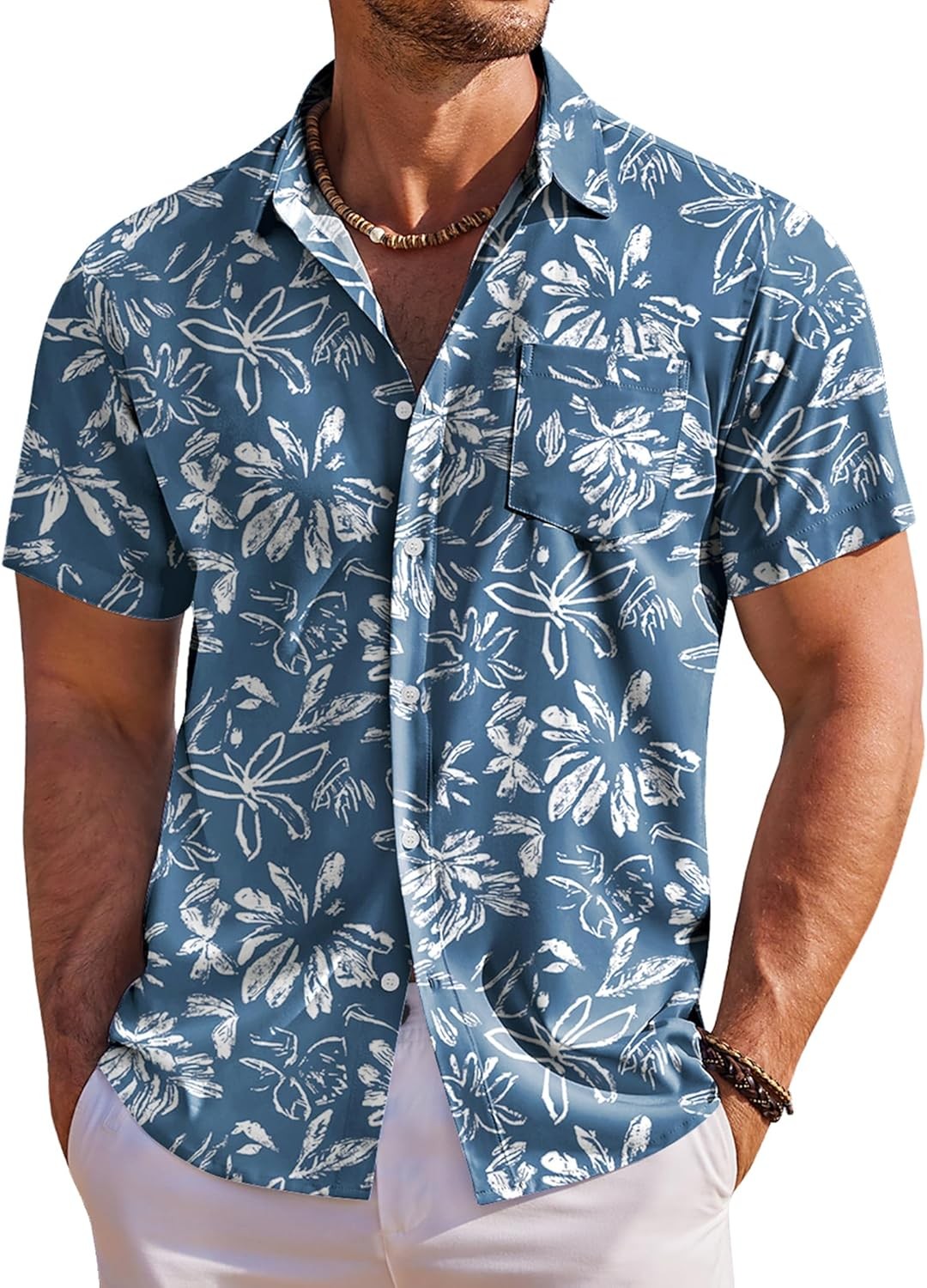 Men&rsquo;s Hawaiian Shirt Short Sleeve Floral Button Down Tropical Beach Holiday Top