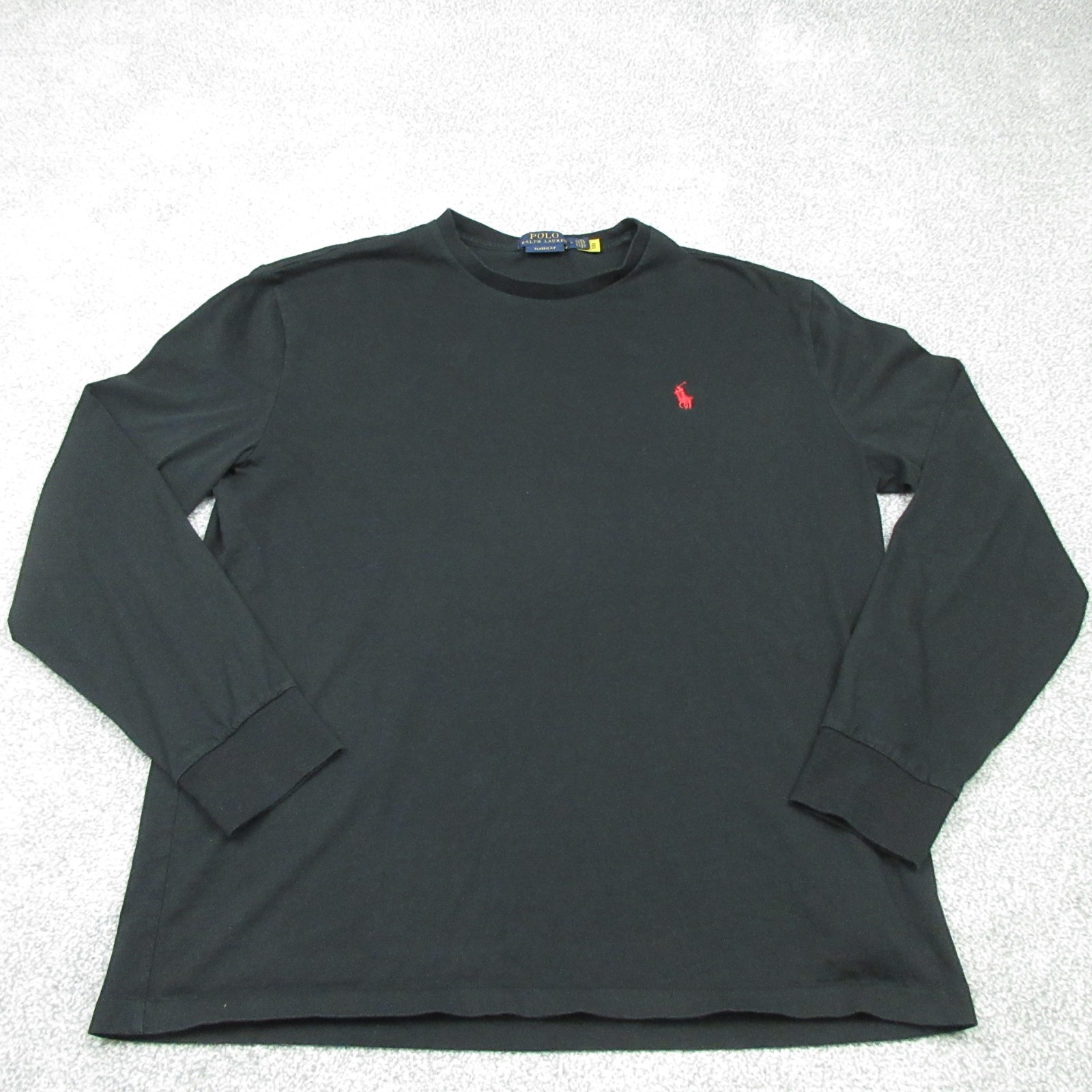 Ralph Lauren Shirt Mens Medium Black Embroidered Spell Out RL PRL Tee Crew 6411
