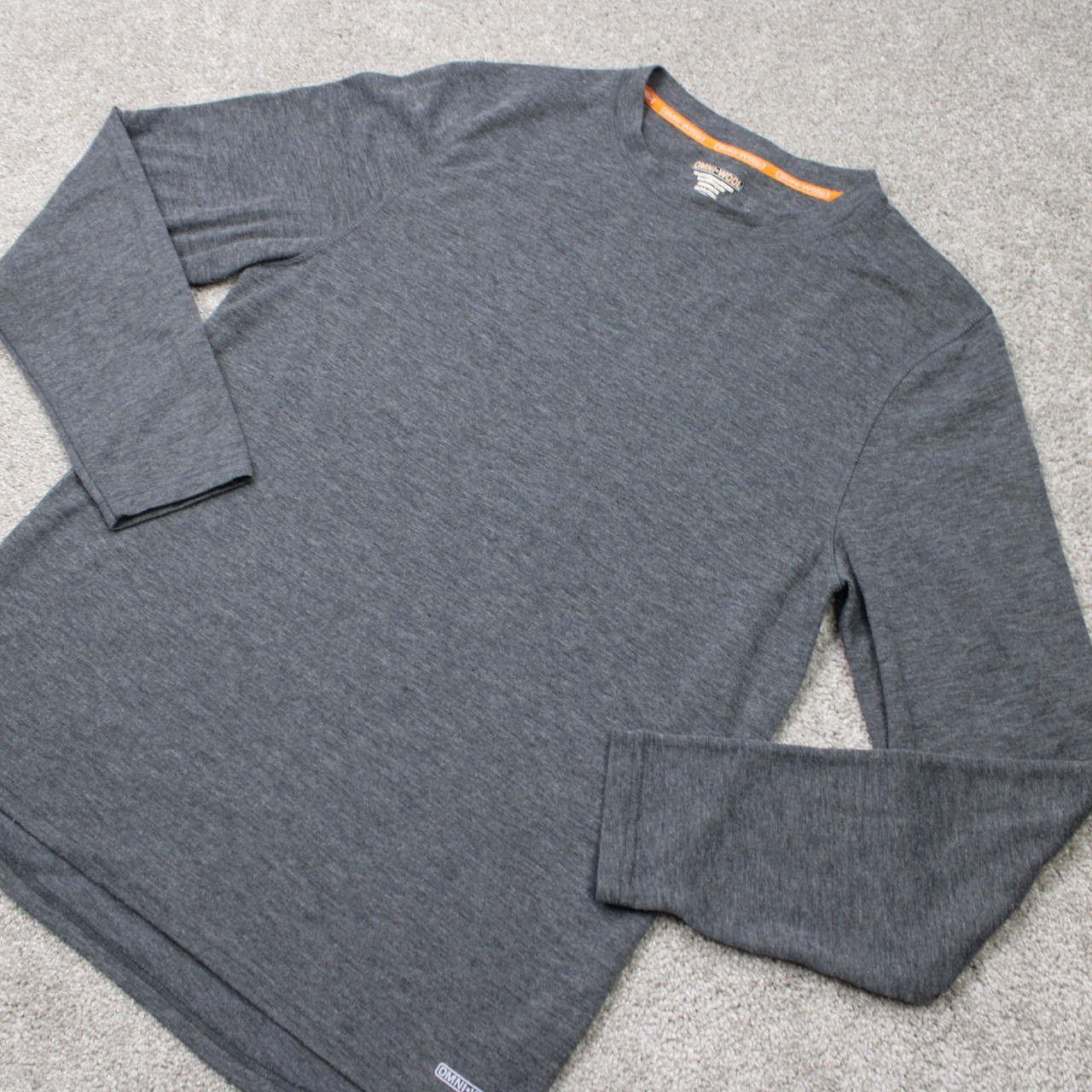 Omni-Wool Shirt‎ Mens 2XL XXL Gray Base Layer Wool Blend Poly Lined Long Sleeve