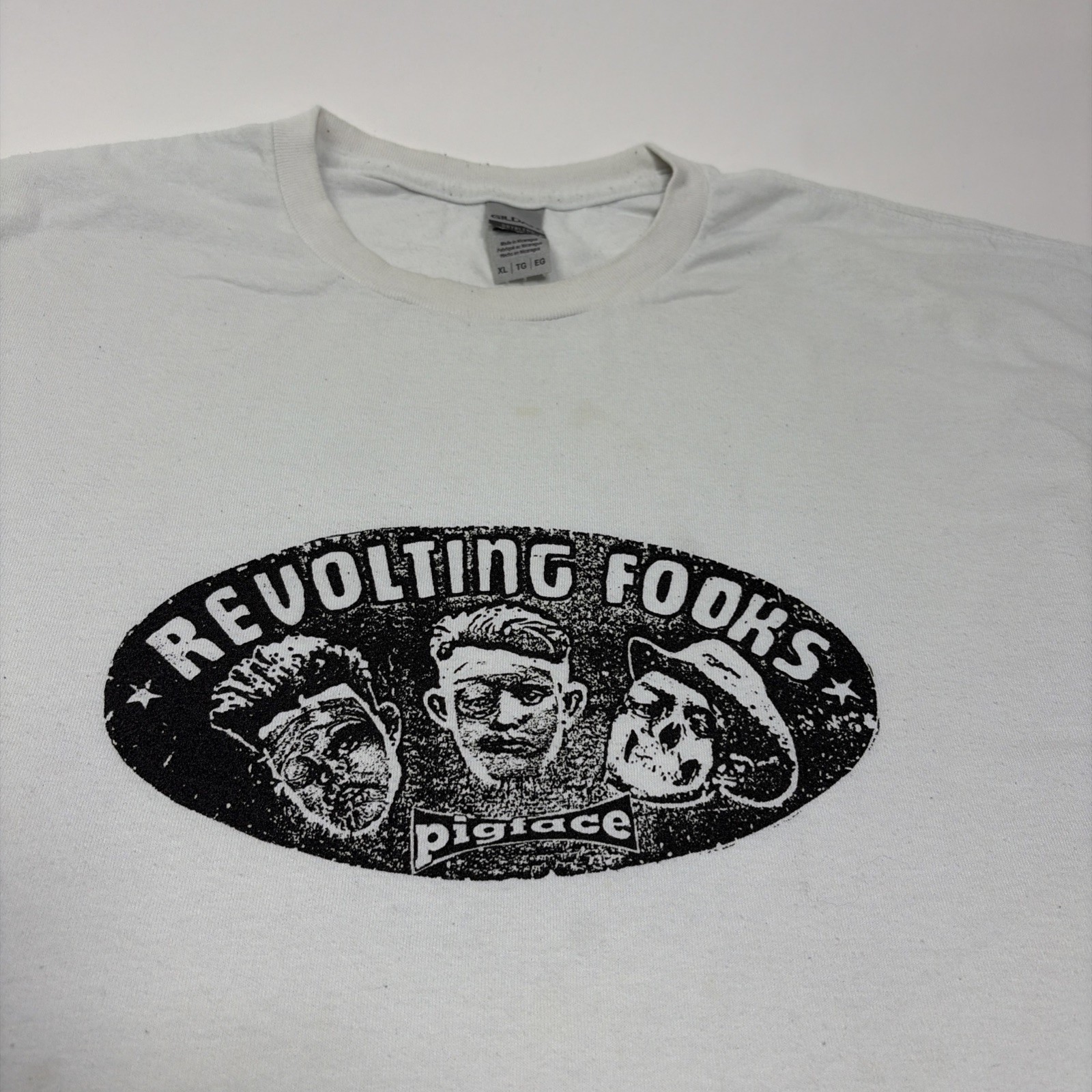 Pigface Revolting Cocks Fooks Band Logo size XL White T Shirt Rare Industrial