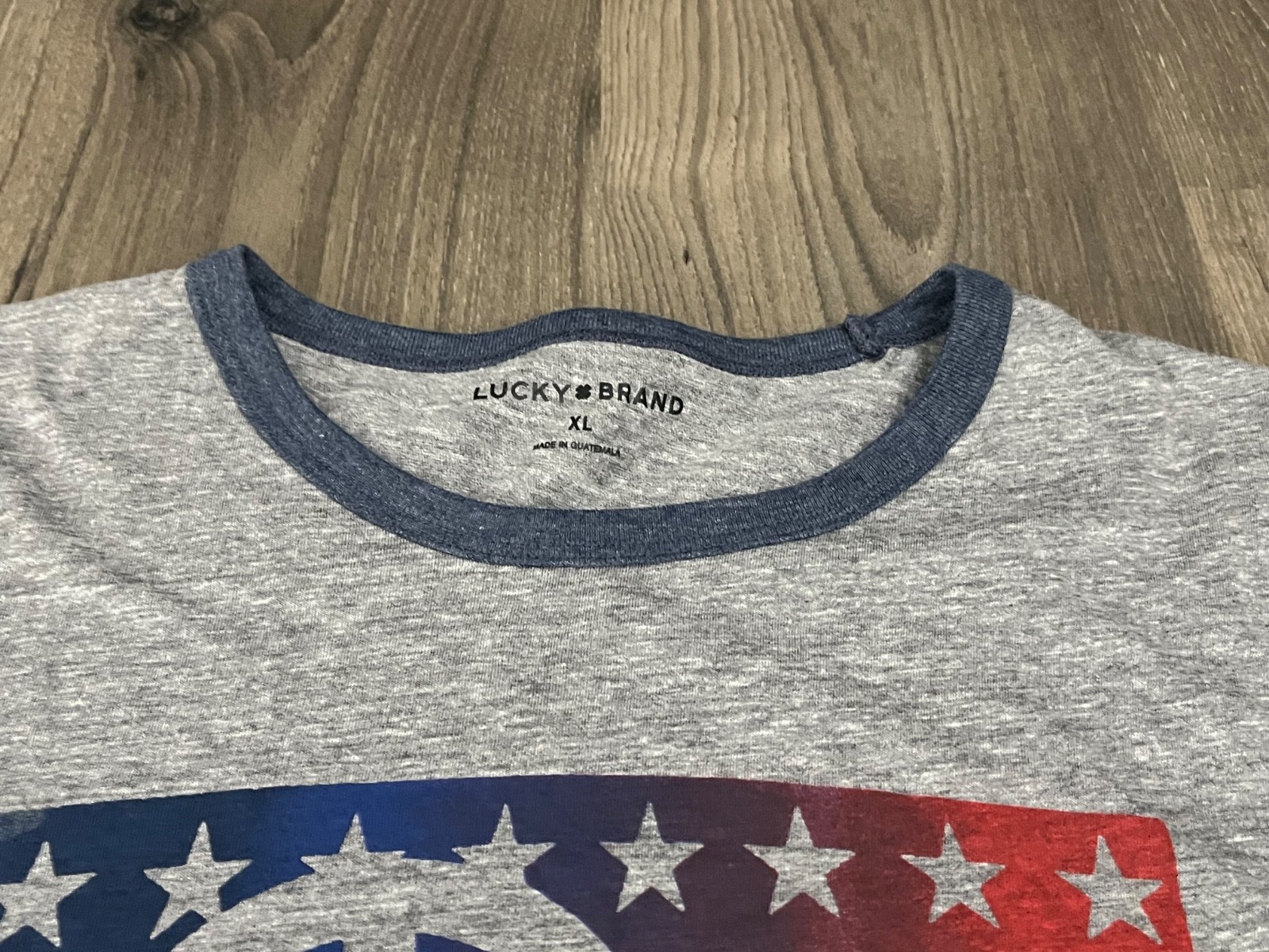 Lucky Brand American Flag Peace Sign T Shirt Gray Graphic Tee Mens L, XL – NWT