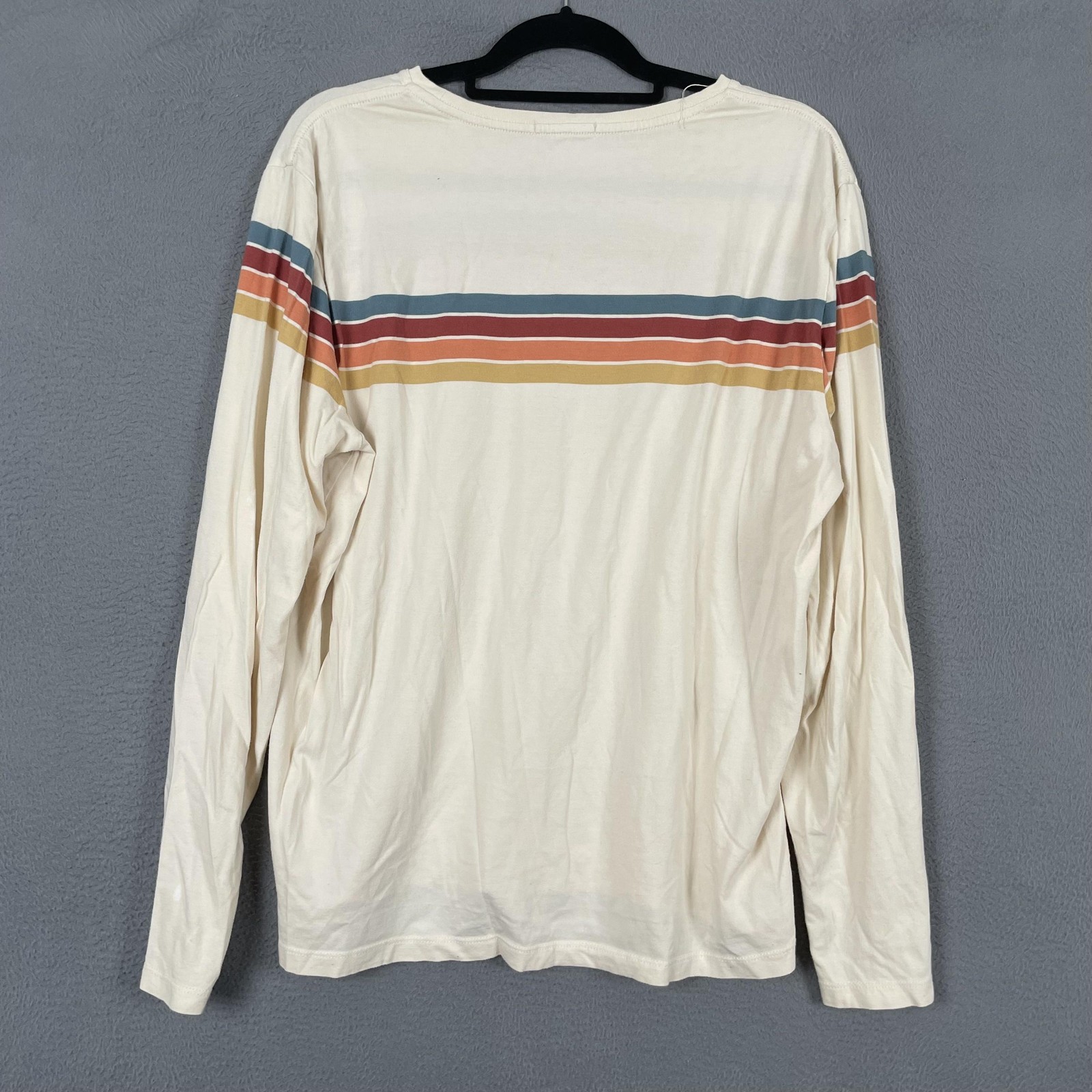 Marine Layer Shirt Mens Large White Striped Long Sleeve Crew Neck Relaxed Logo