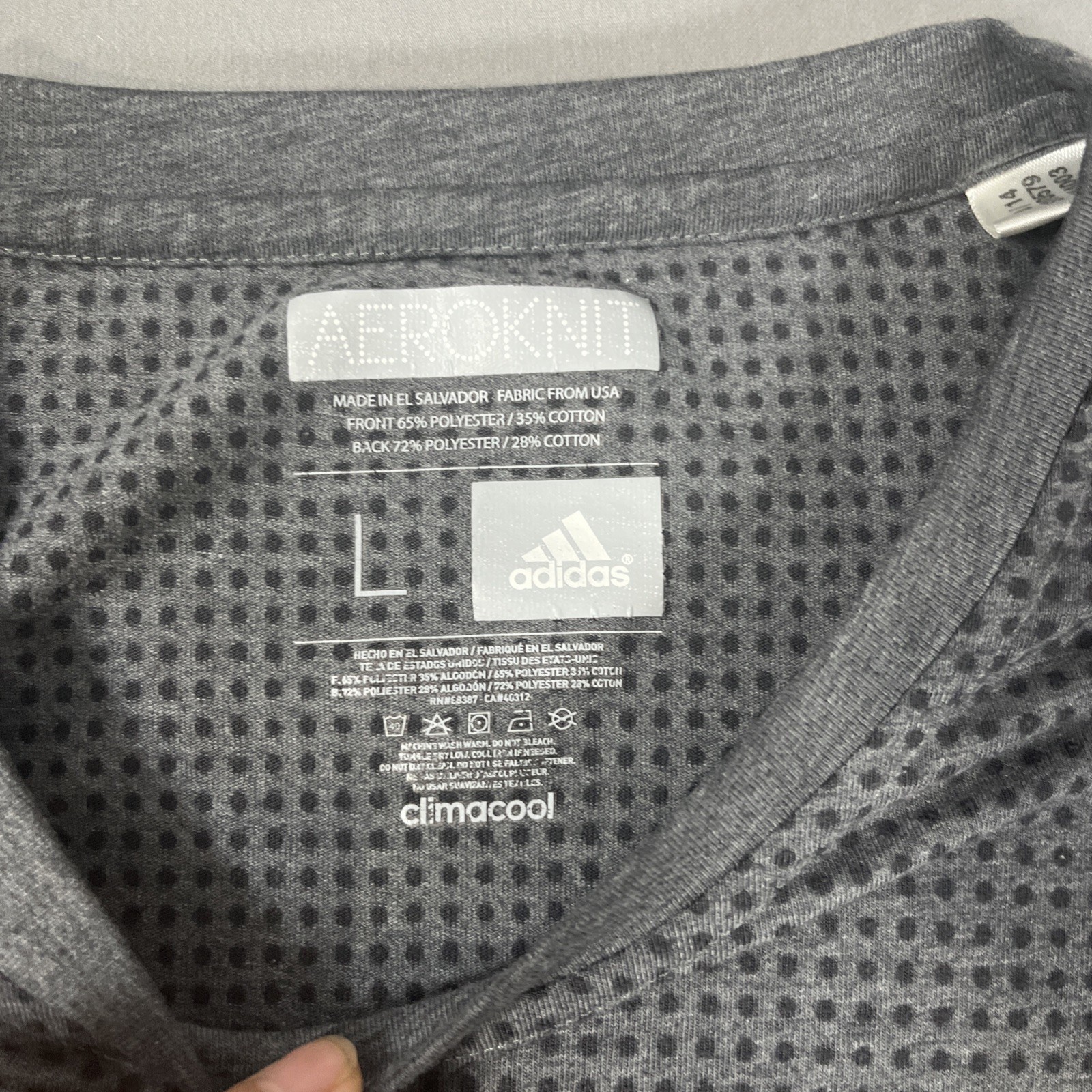 Adidas Climacool Mens Short Sleeve Aeroknit Textured Tee Shirt Gray Large