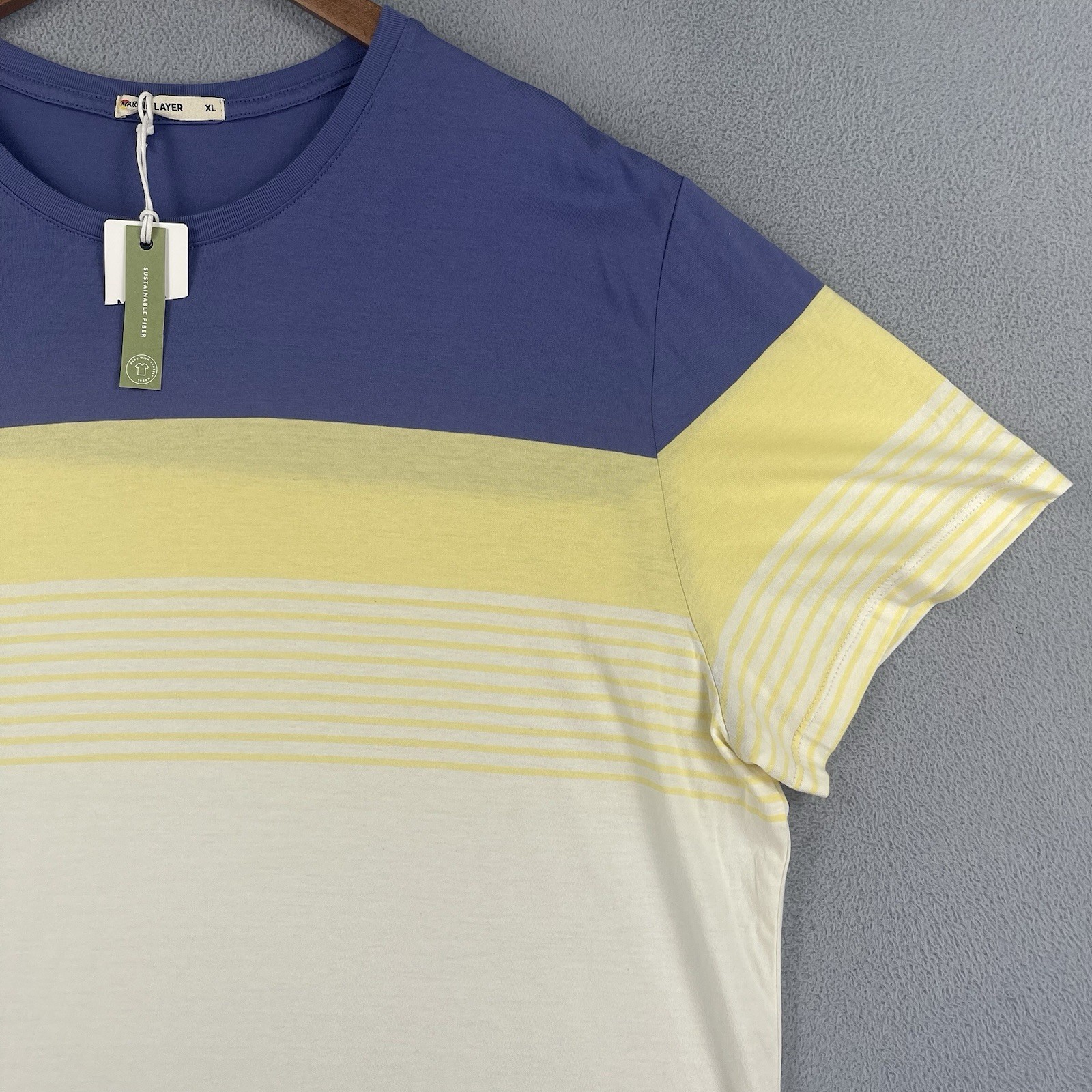 Marine Layer Shirt Men XL Blue Yellow Tee Short Sleeve Casual Lightweight NWT