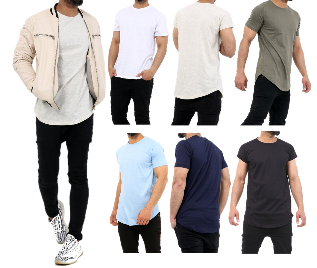 2x Men&rsquo;s Plain Short Sleeve T-Shirt Men Top Slim Fit Round Hem Casual Tops Crew