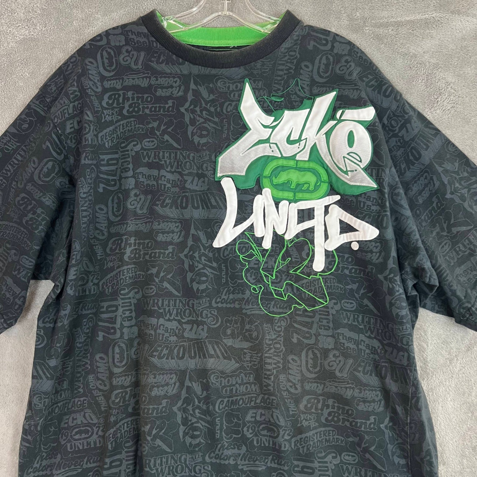Y2K Ecko Unltd Graphic T Shirt Mens XL Graffiti Style Grunge Skater Streetwear