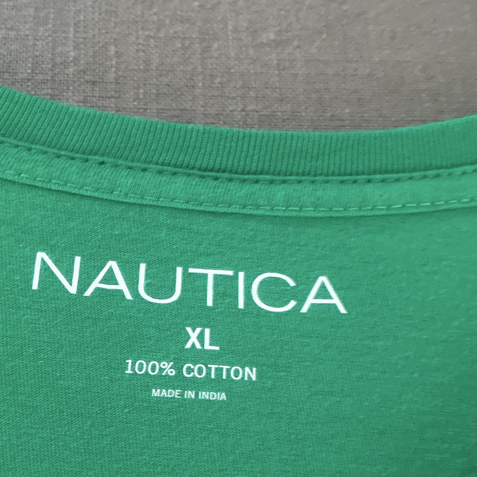 Nautica Men’s Green Crew Neck Short Sleeve Cotton Knit Solid Logo T-Shirt XL