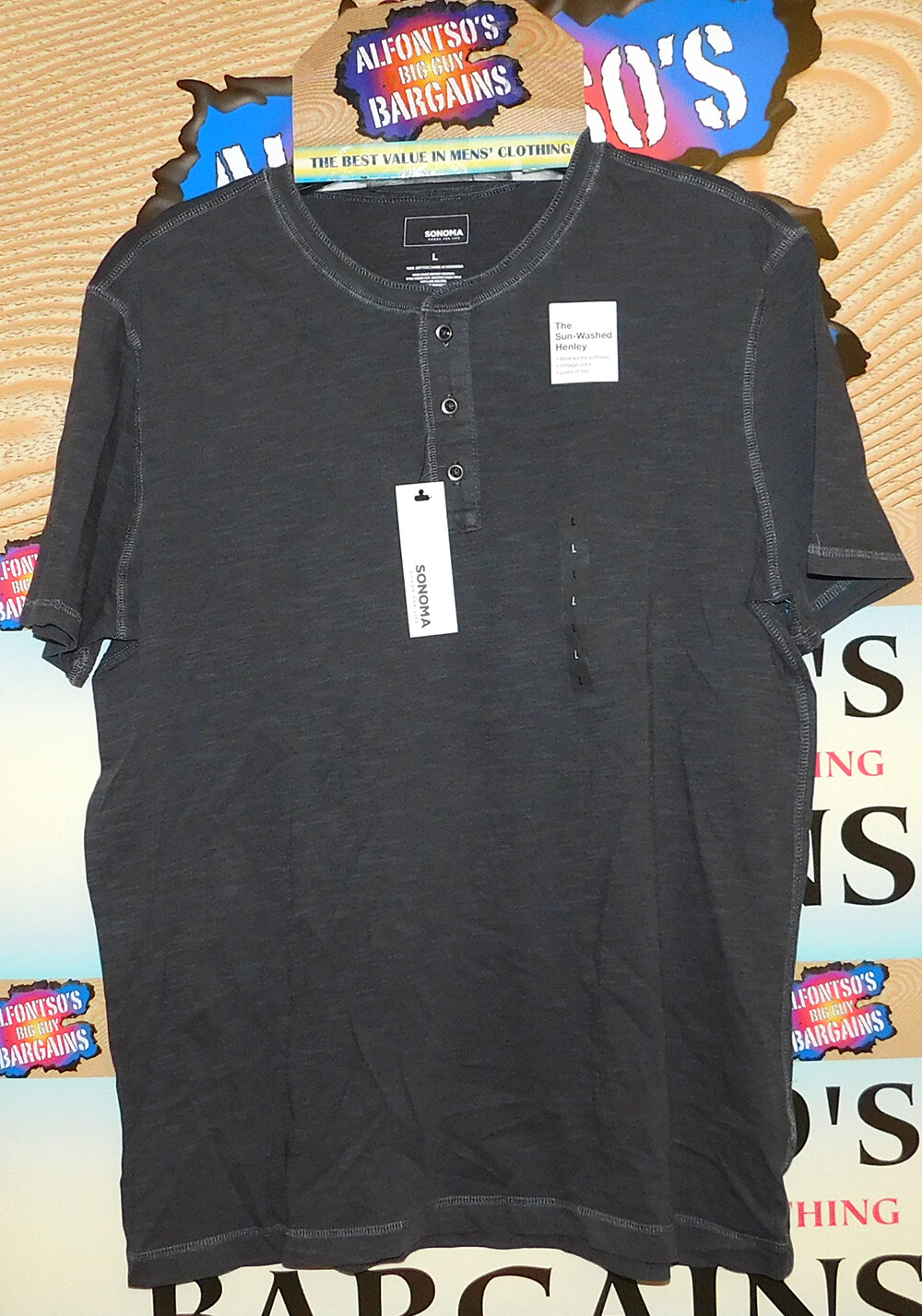 Mens Sonoma Sun-Washed Henley Pre Washed Vintage Colors $12.99 (Box 17)