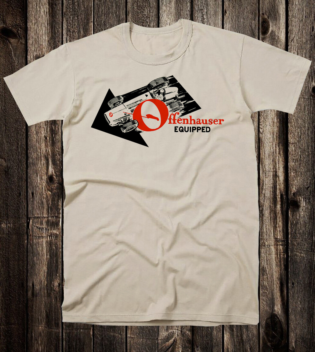 Retro Hot Rod Tee T Shirt Drag Race Racing Speed Shop Offenhauser Equipped