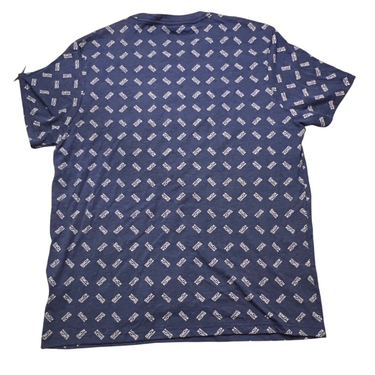 Michael Kors Men&rsquo;s Allover Print Indigo Blue White Shirt Tee Size Large L New